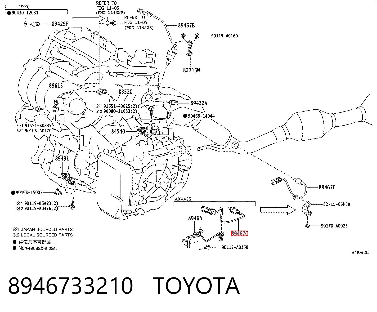 8946733210 Toyota Sonda lambda czujnik tlenu przed katalizatorem