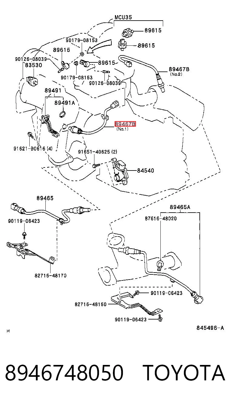 8946748050 Toyota Sonda lambda czujnik tlenu przed katalizatorem
