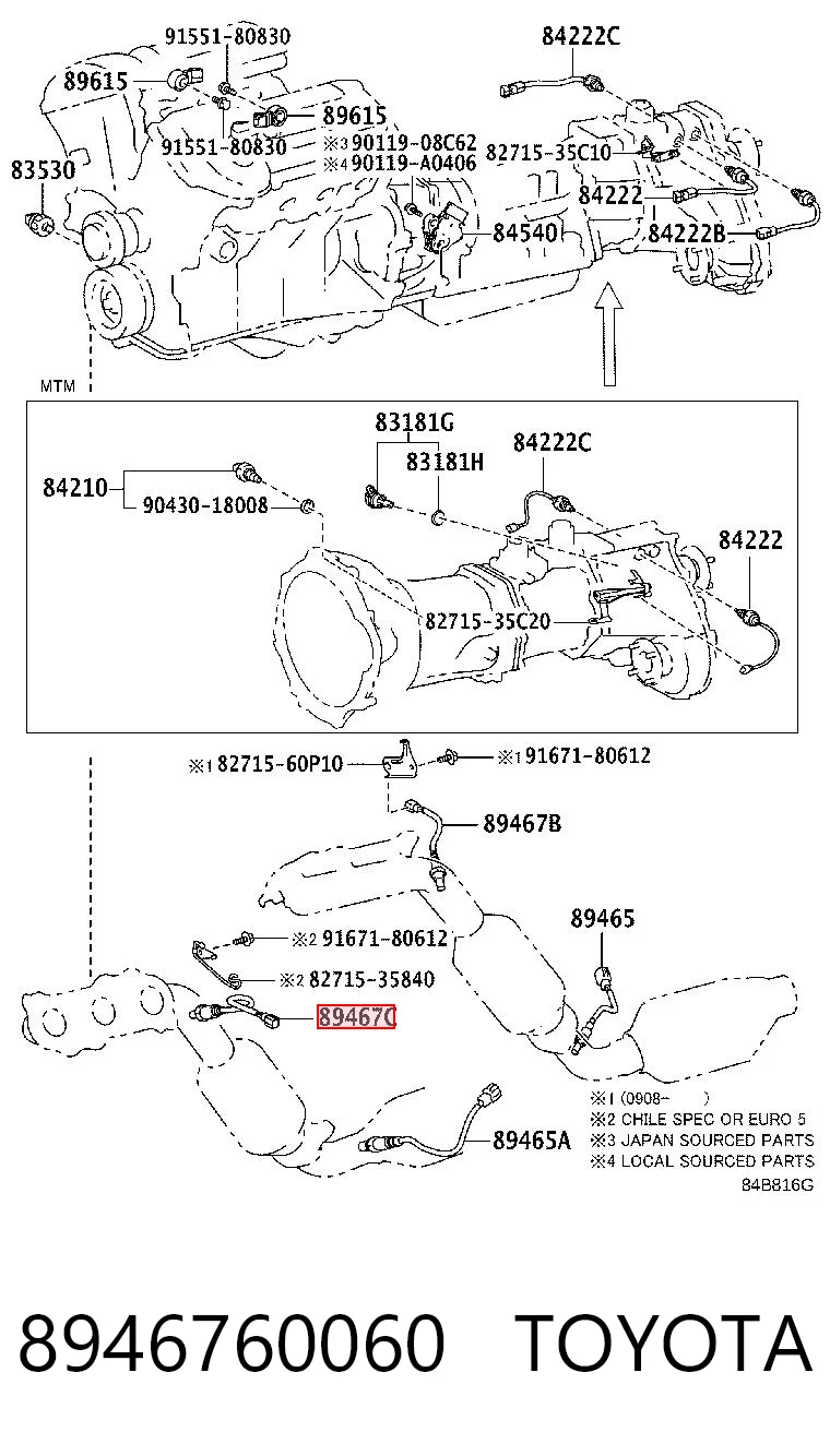 8946760060 Toyota Sonda lambda czujnik tlenu przed katalizatorem