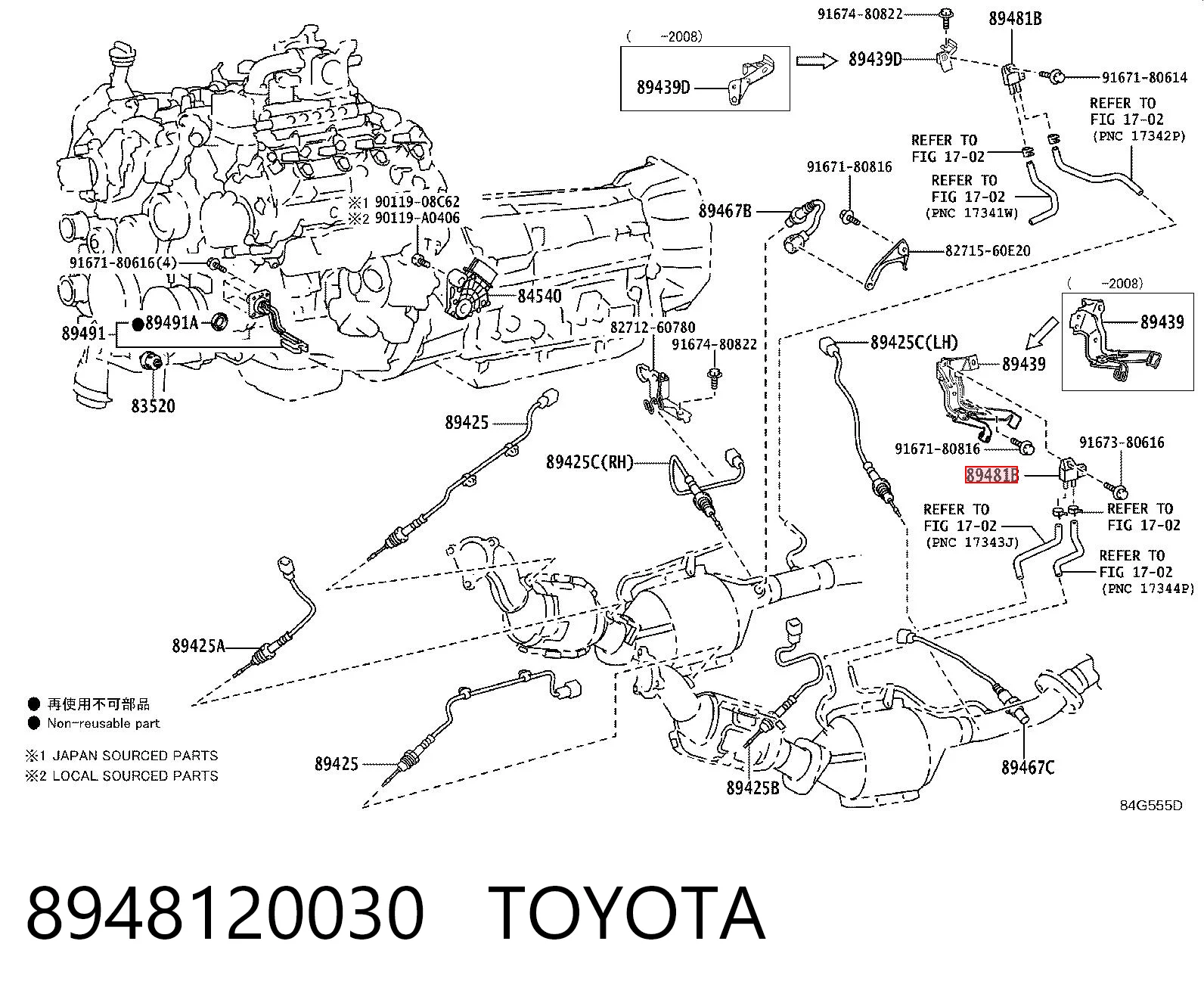 8948120030 Toyota Czujnik ciśnienia spalin