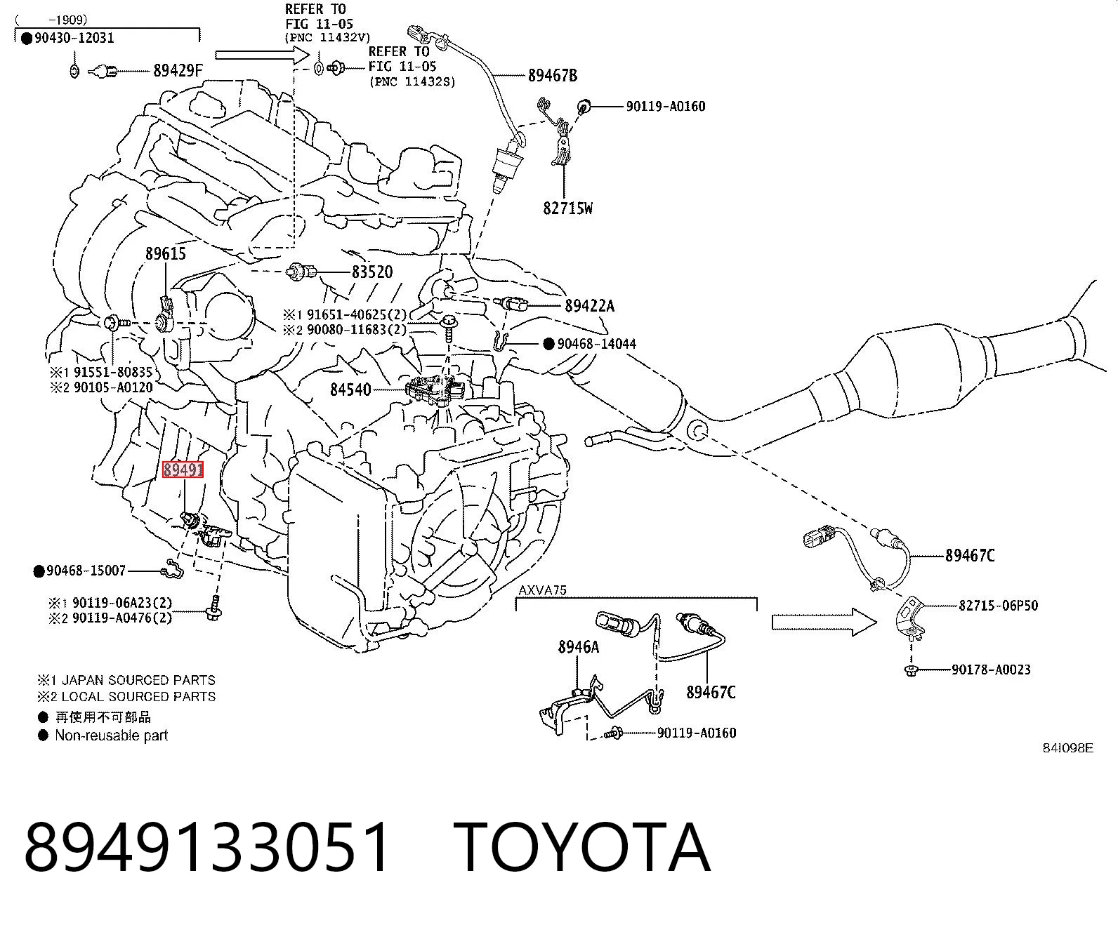 Do koszyka Czujnik poziomu oleju silnikowego  Toyota RAV4 V A5,H5