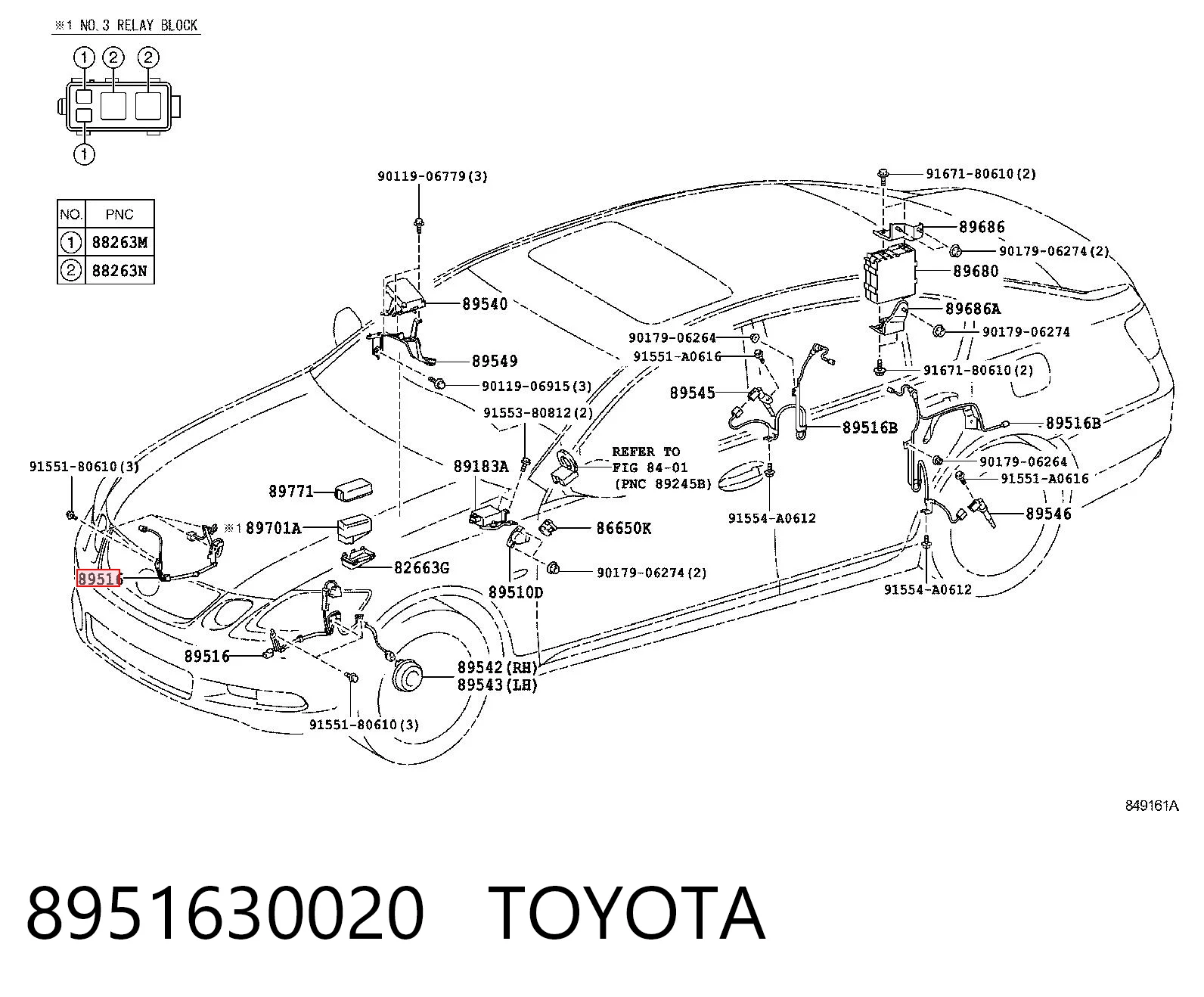 8951630020 Toyota Przewód czujnika ABS przedni prawy