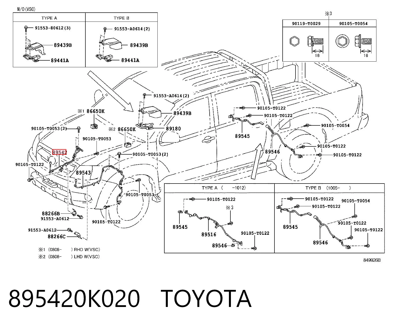 895420K020 Toyota Czujnik ABS przedni prawy