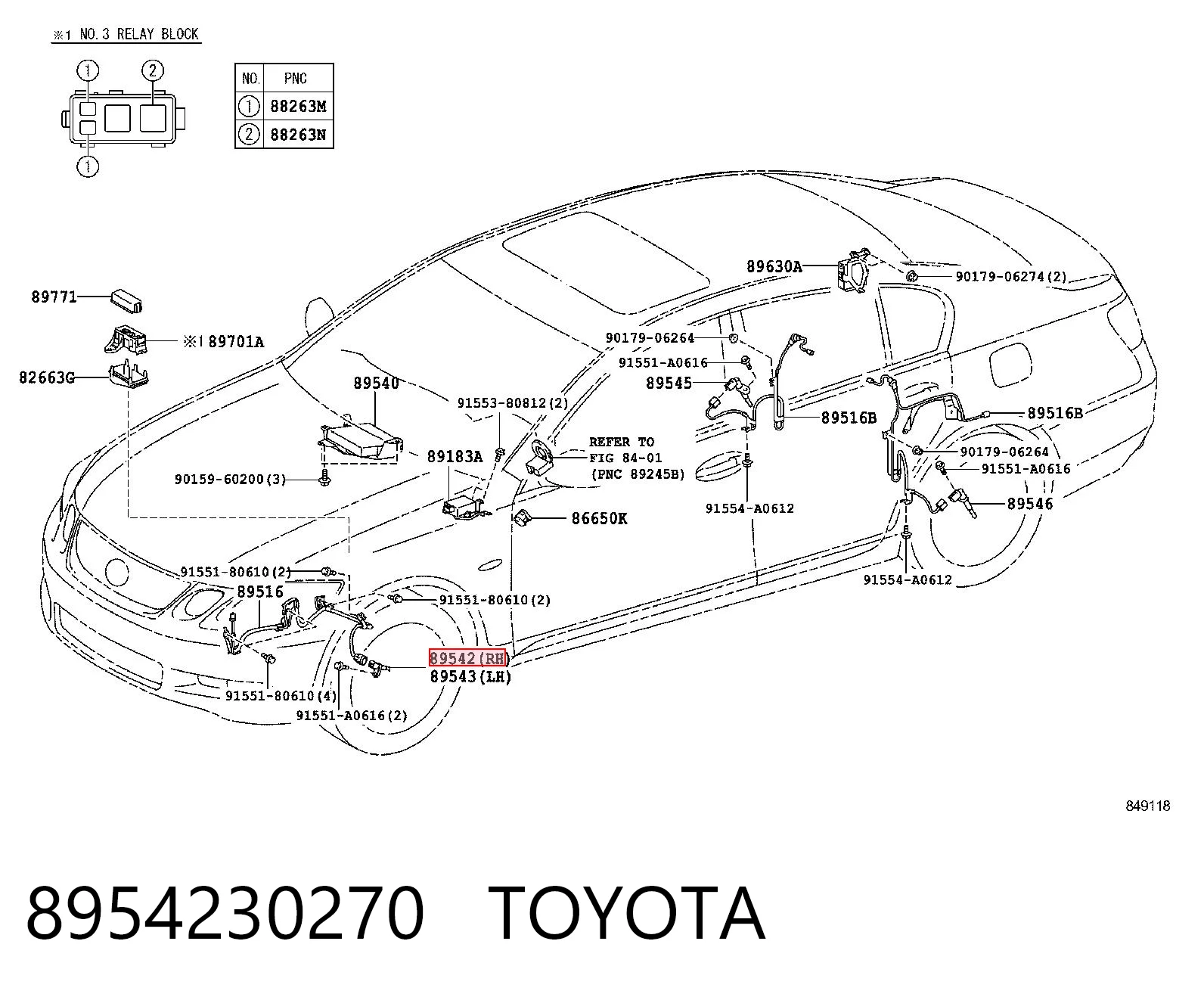 8954230270 Toyota Czujnik ABS przedni prawy