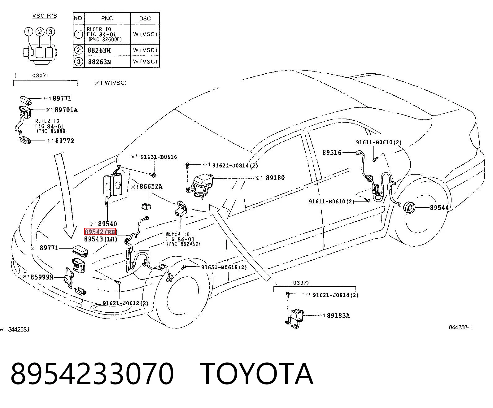 8954233070 Toyota Czujnik ABS przedni prawy
