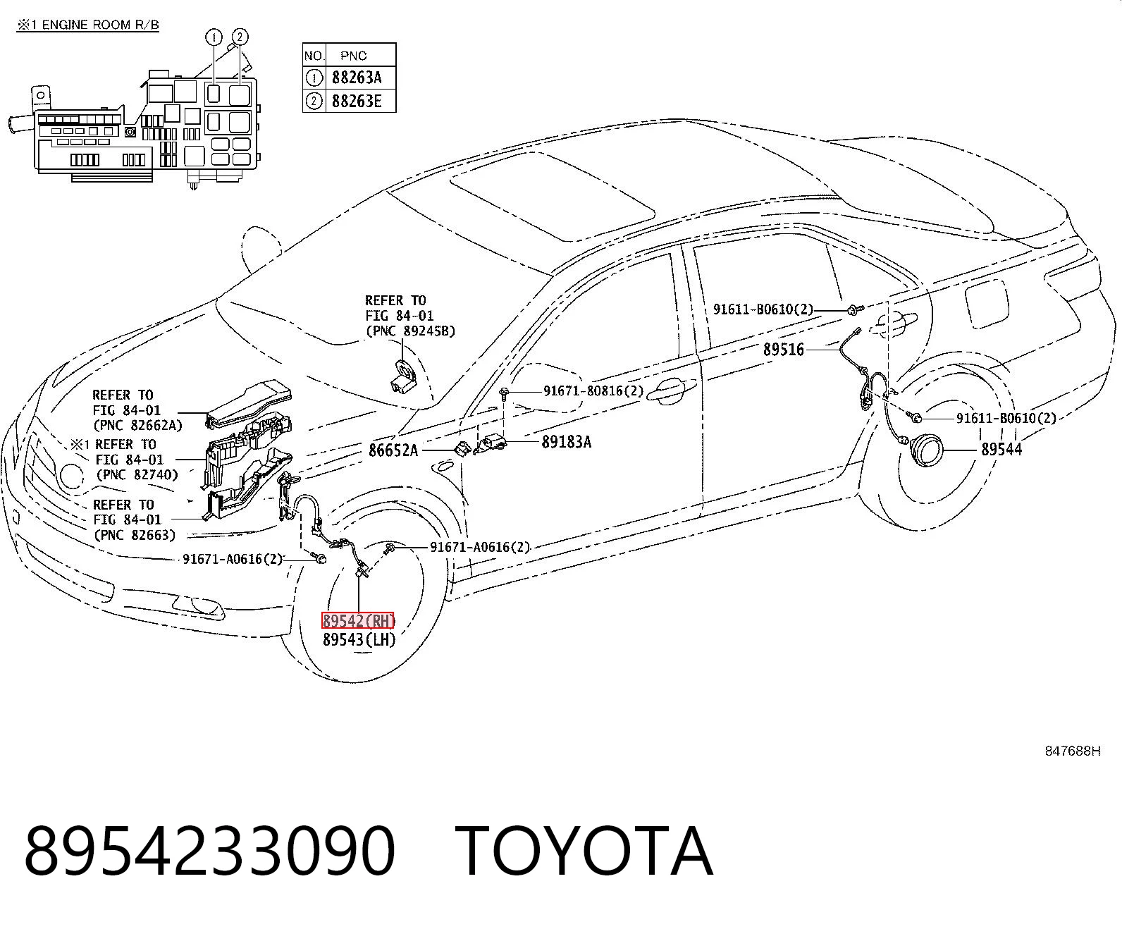 8954233090 Toyota Czujnik ABS przedni prawy