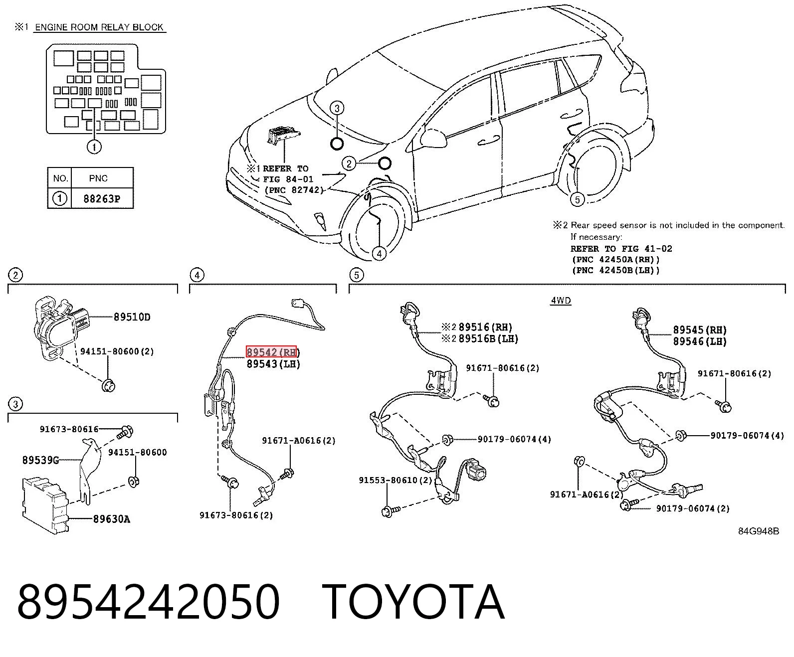 8954242050 Toyota Czujnik ABS przedni prawy