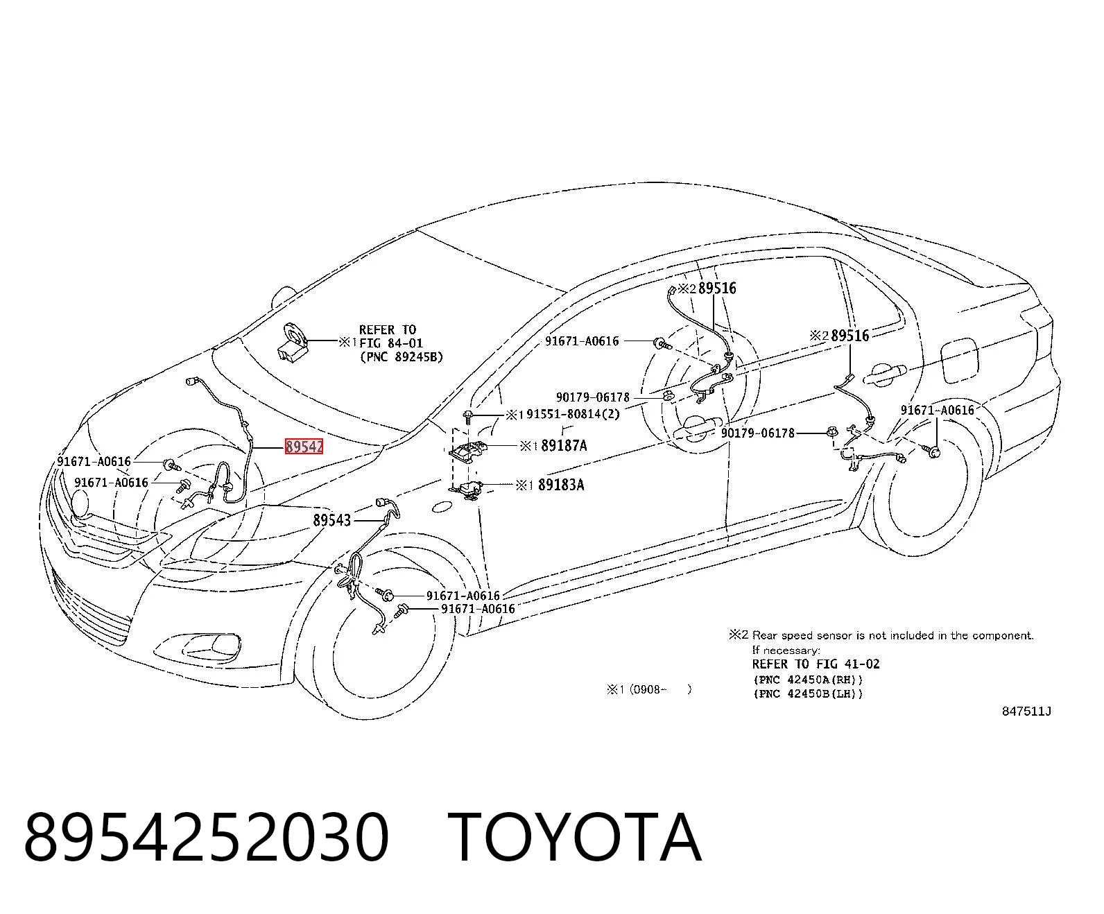 8954252030 Toyota Czujnik ABS przedni prawy