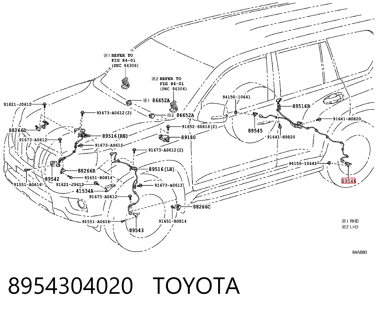 8954304020 Toyota Czujnik ABS przedni lewy