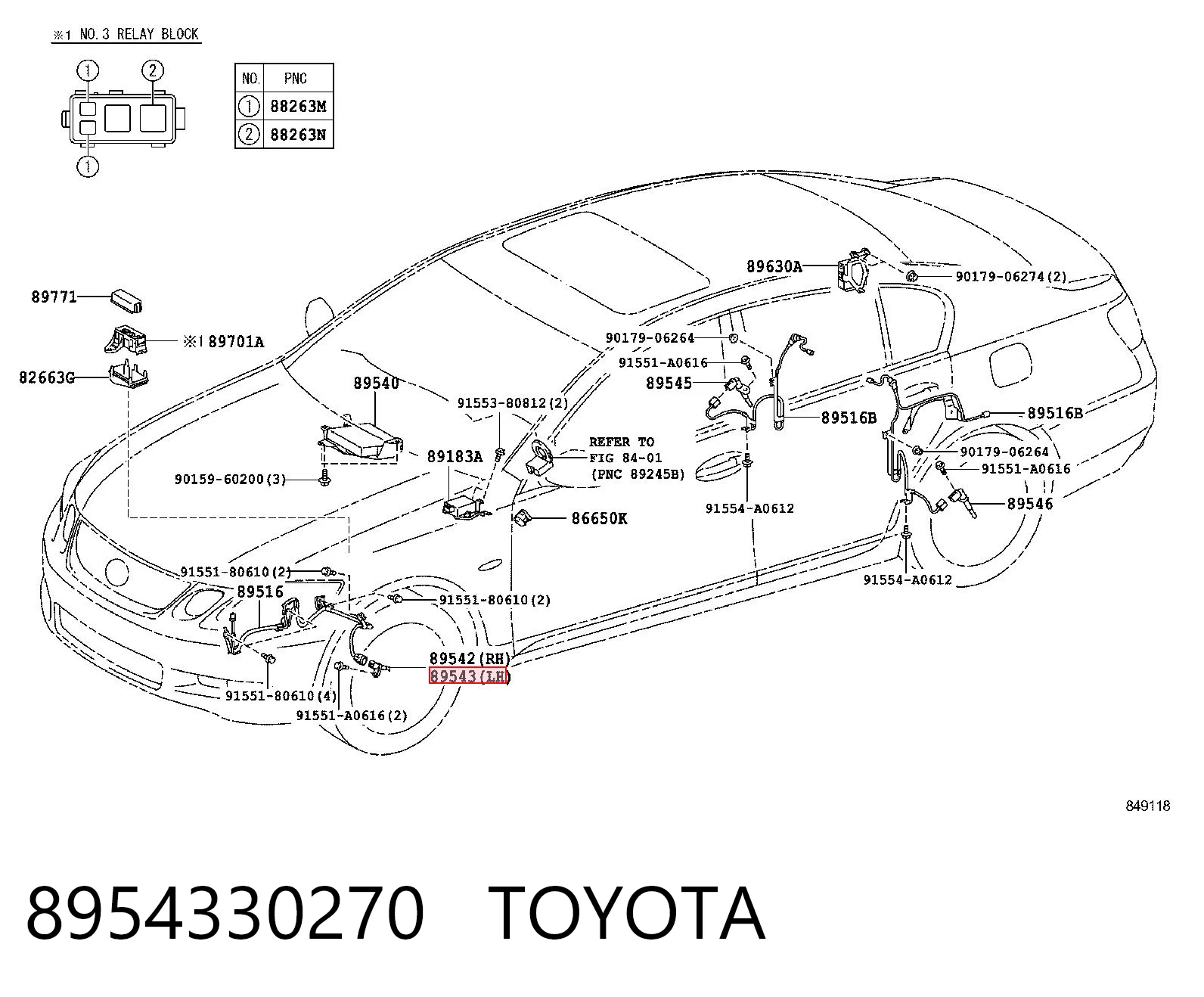 8954330270 Toyota Czujnik ABS przedni lewy