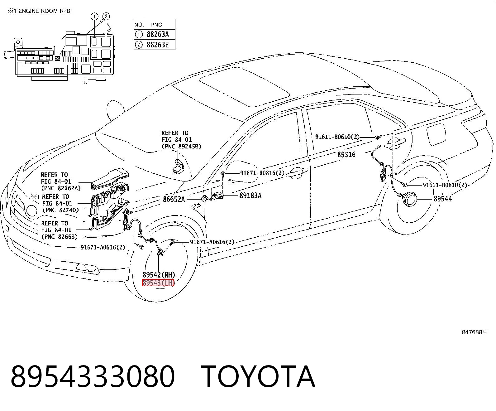 8954333080 Toyota Czujnik ABS przedni lewy
