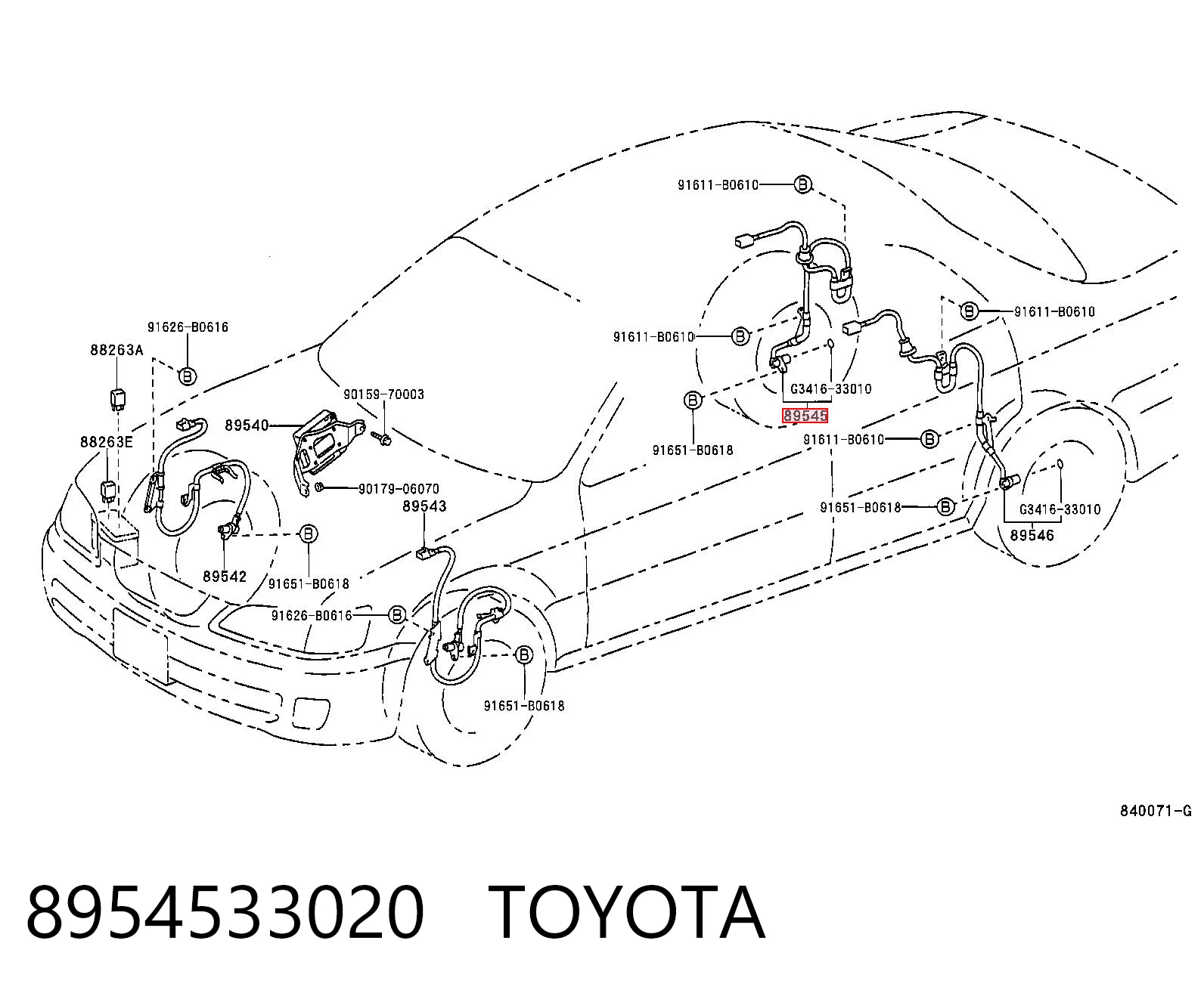 8954533020 Toyota Czujnik ABS tylny prawy