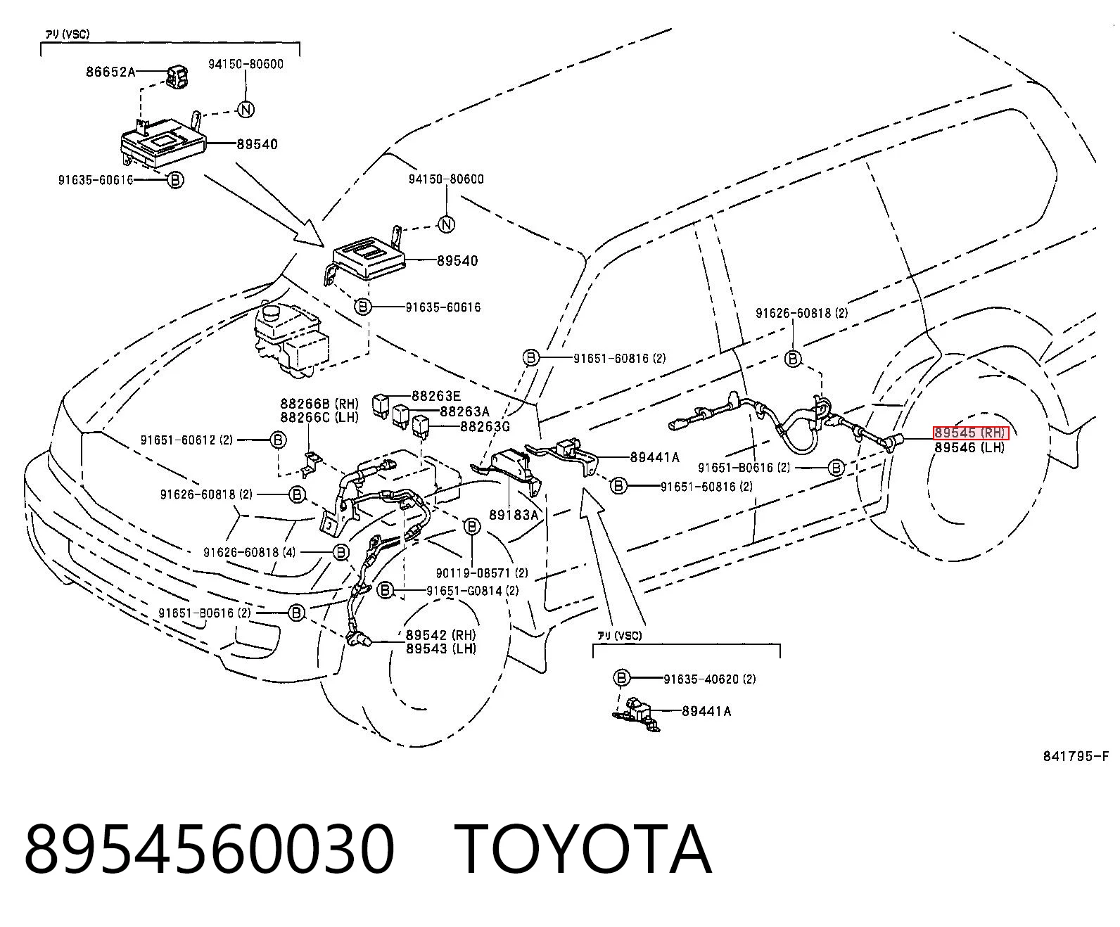 8954560030 Toyota Czujnik ABS tylny prawy