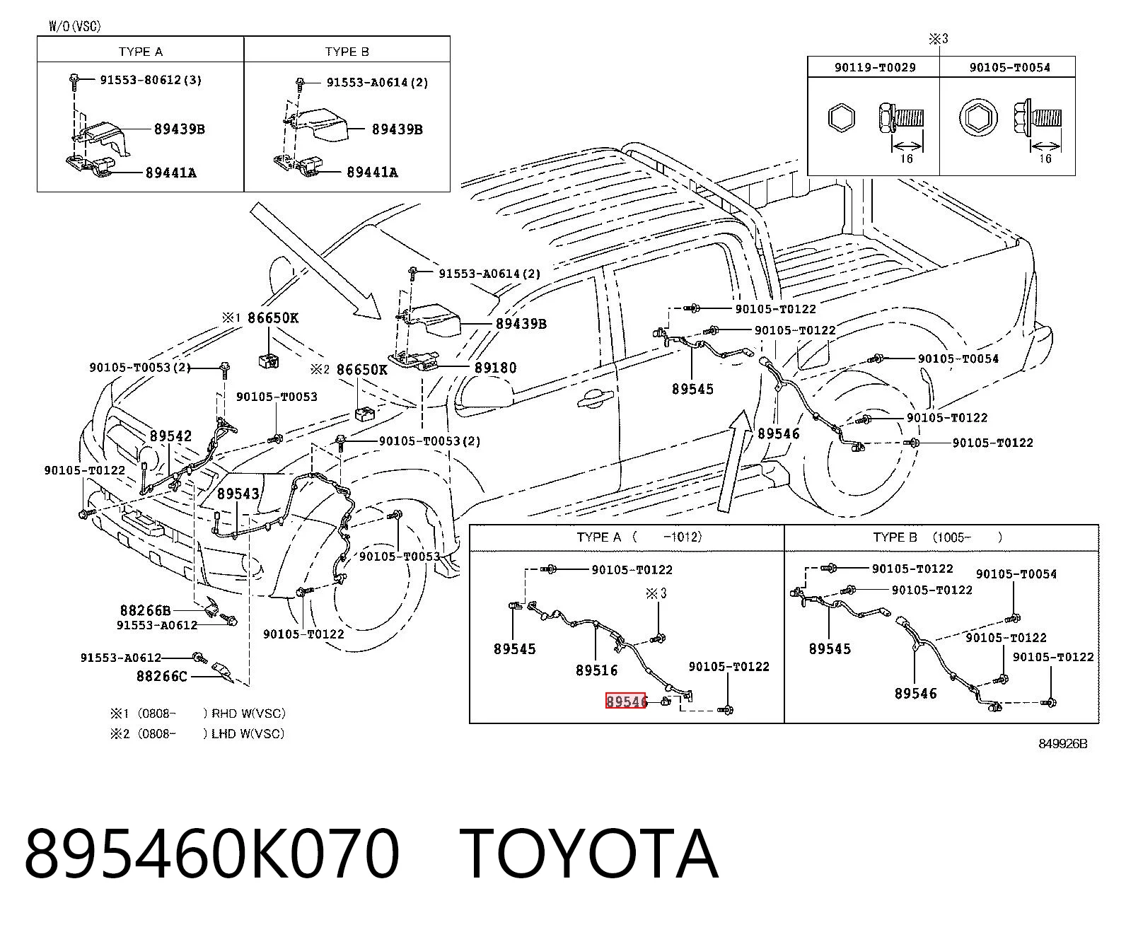 895460K070 Toyota Czujnik ABS tylny lewy