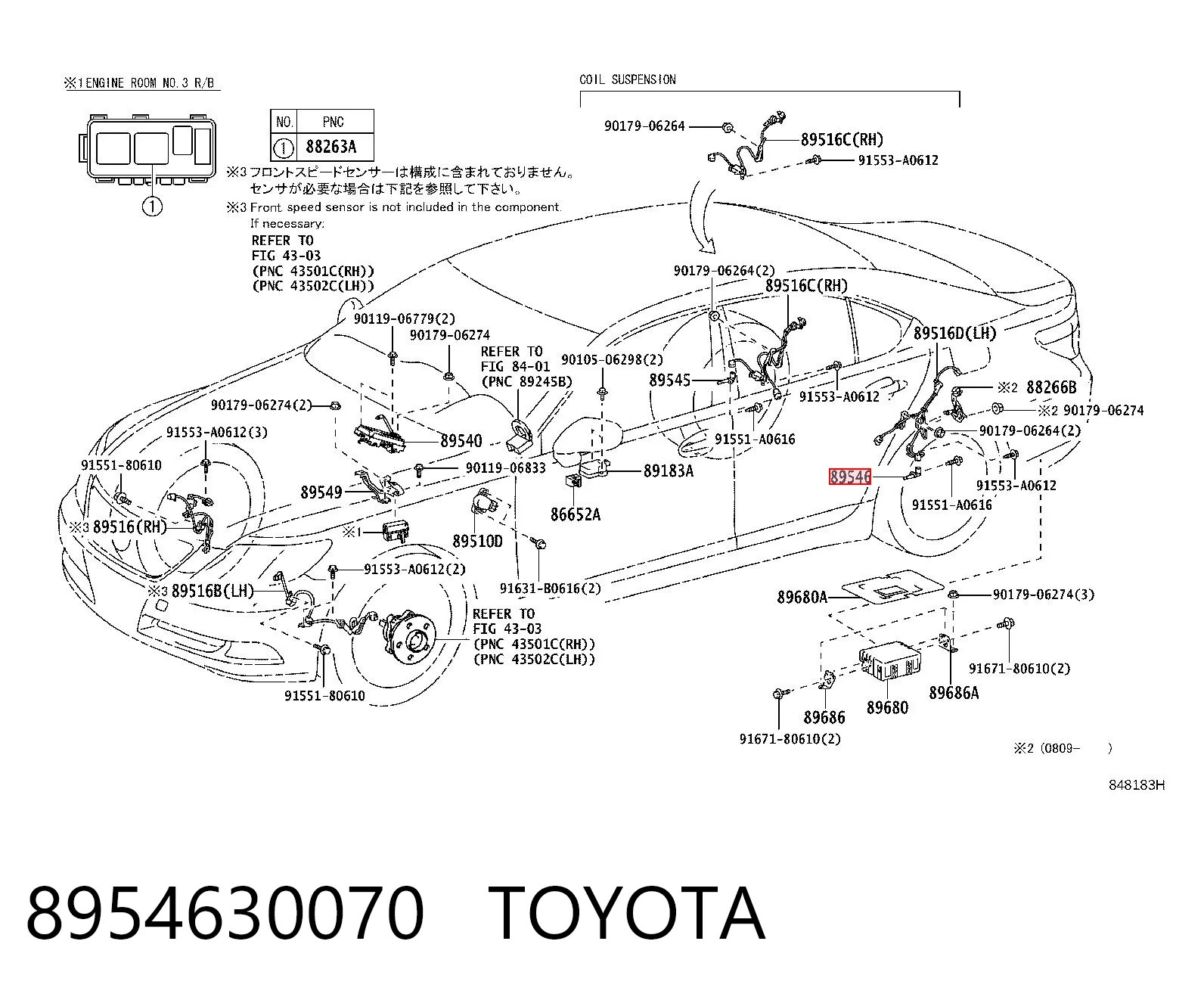8954630070 Toyota Czujnik ABS tylny lewy
