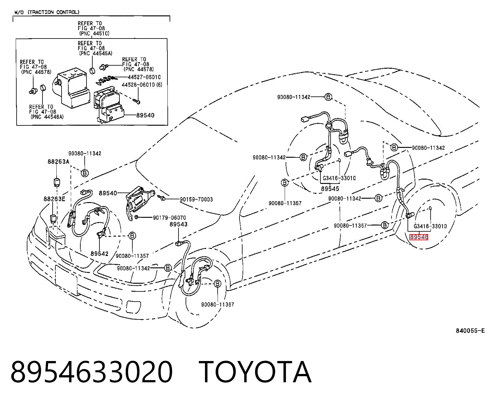 8954633020 Toyota Czujnik ABS tylny lewy