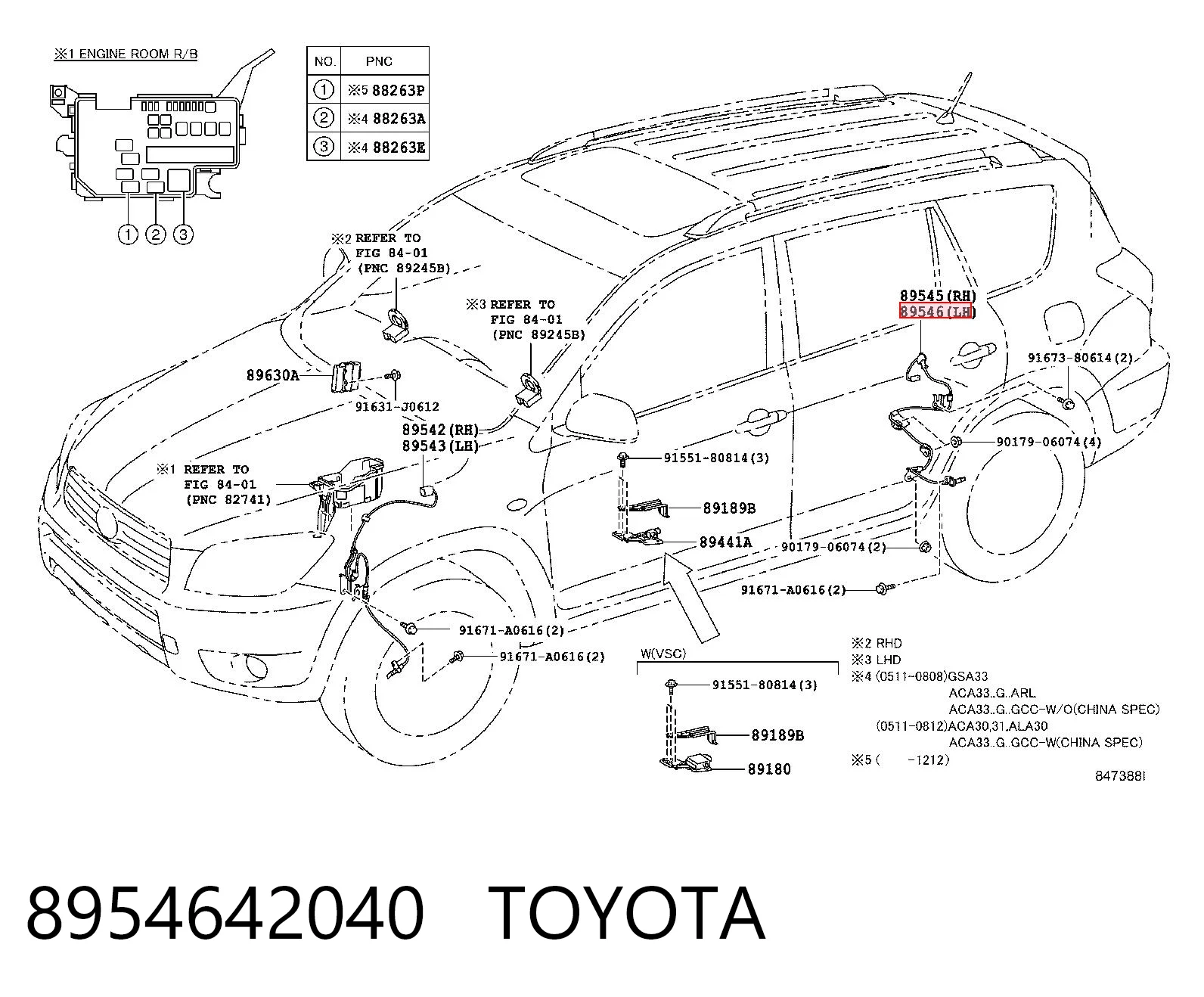 8954642040 Toyota Czujnik ABS tylny lewy