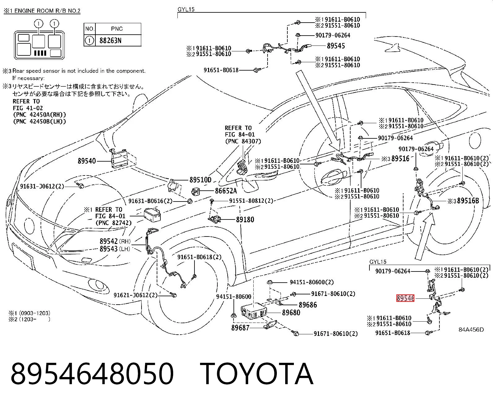8954648050 Toyota Czujnik ABS tylny lewy
