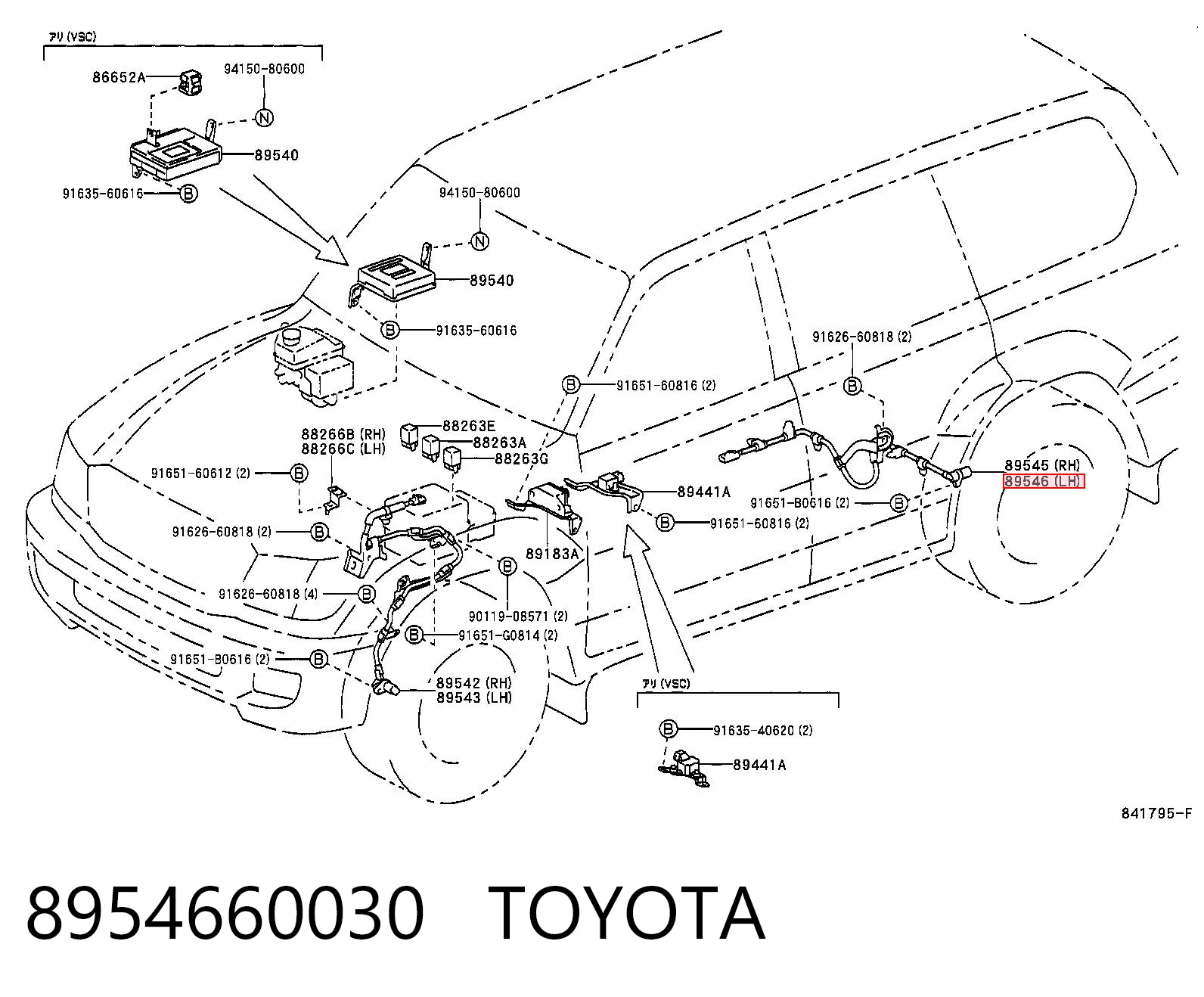 8954660030 Toyota Czujnik ABS tylny lewy