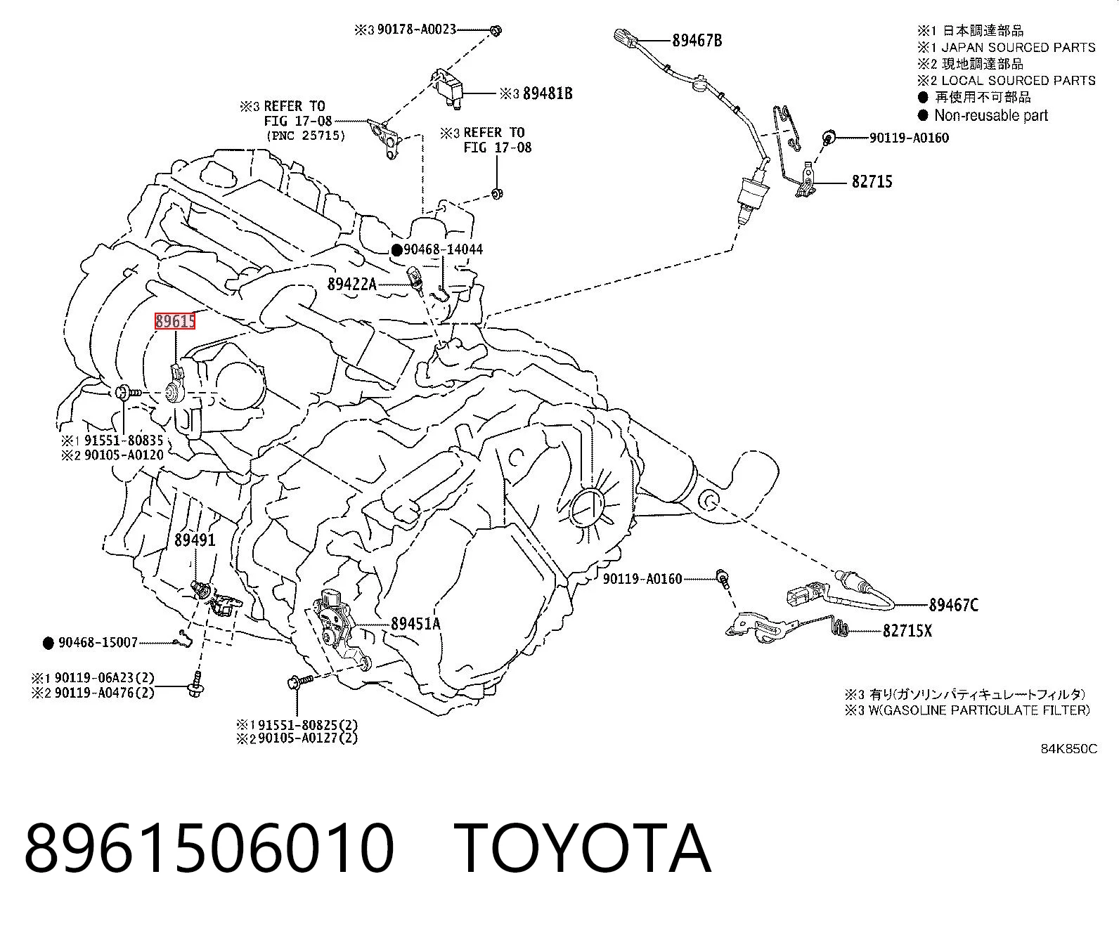 8961506010 Toyota Czujnik stukowy (czujnik spalania stukowego)
