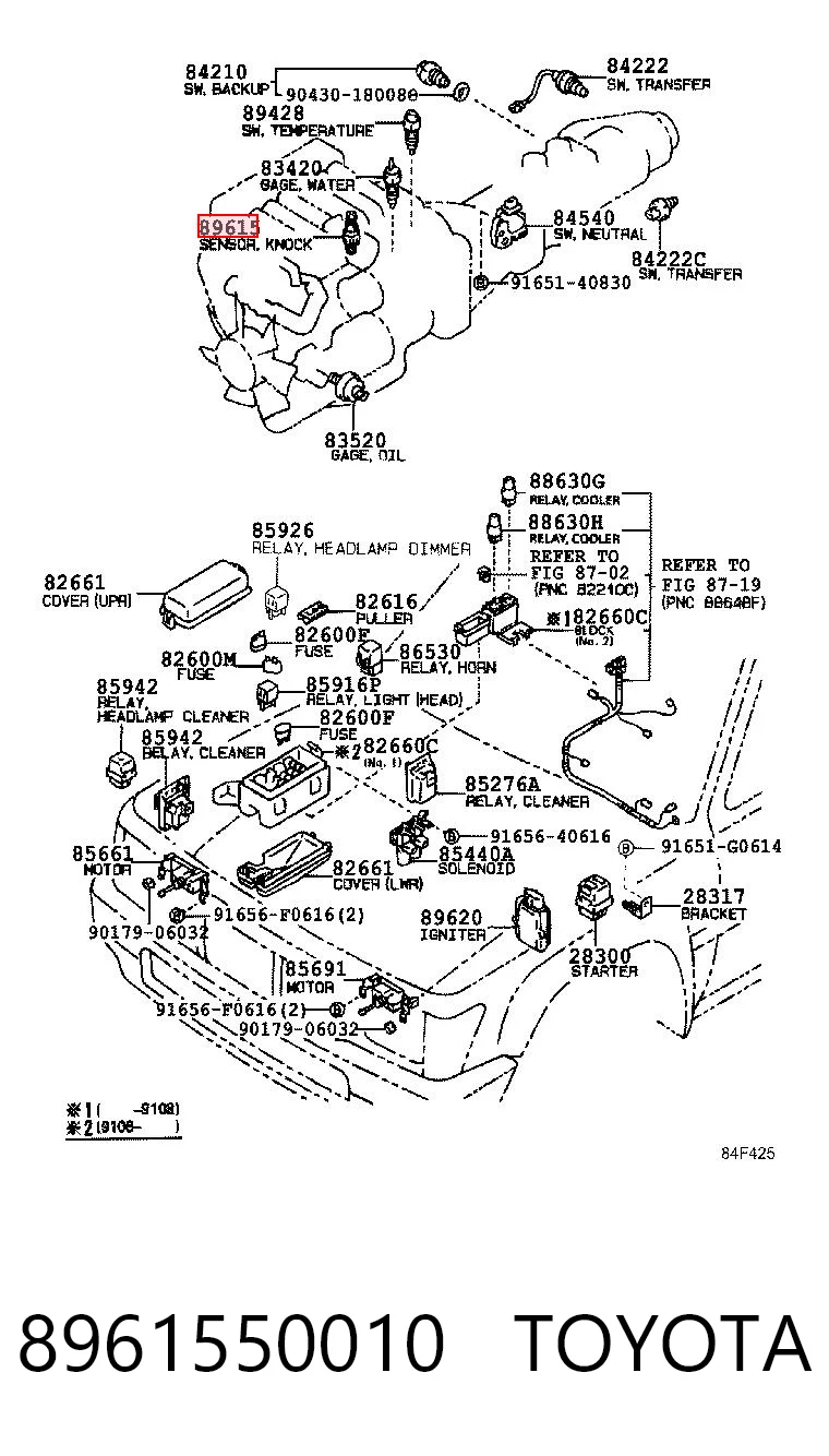 Czujnik stukowy (czujnik spalania stukowego) do Toyota Hiace IV H1, H2