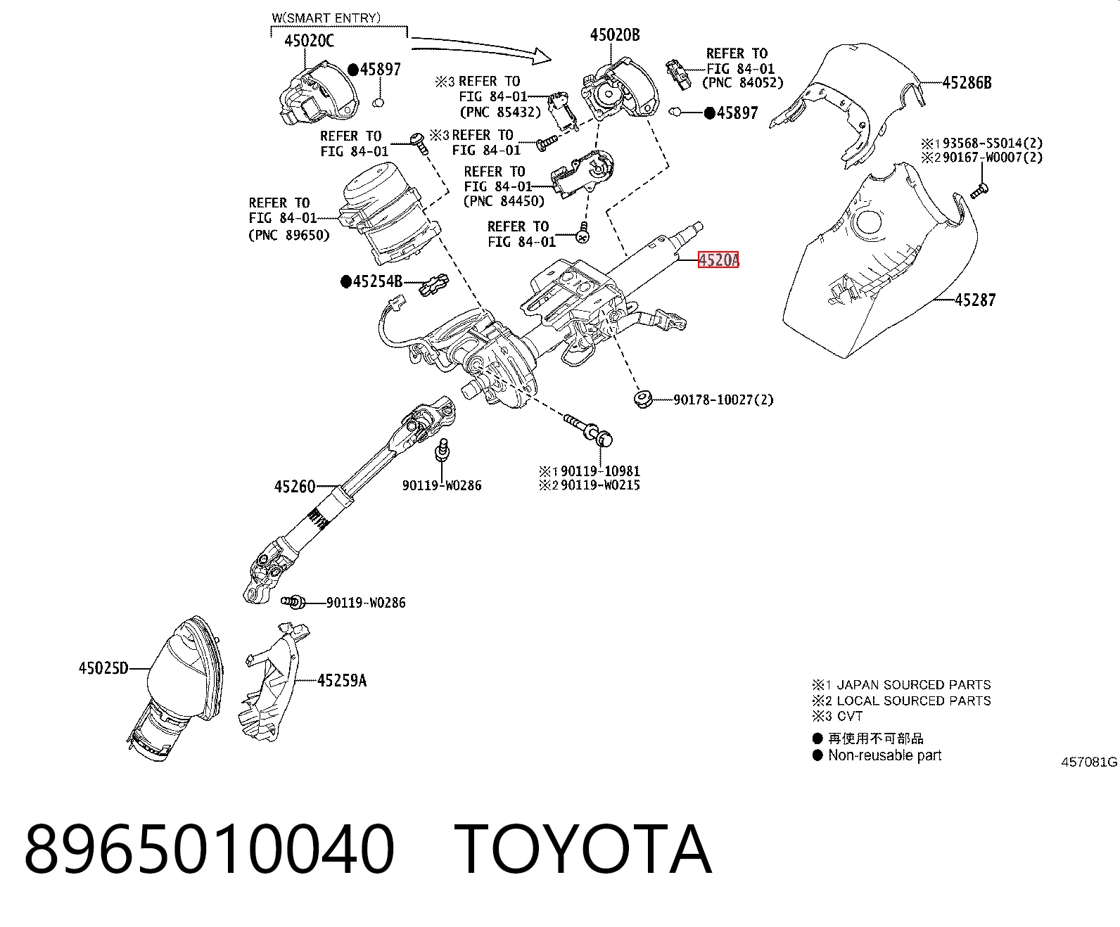 Do koszyka Kolumna (wał) kierownicza (kierownicy) Toyota C-HR  X10