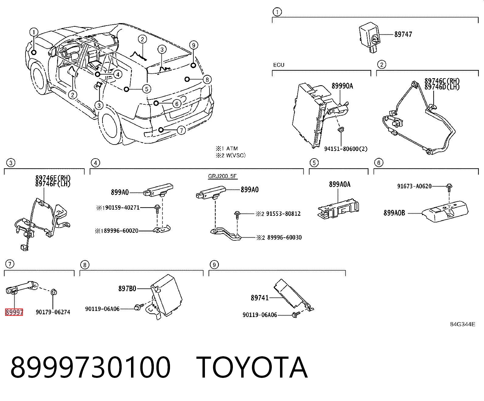 8999730100 Toyota Antena (pierścień) immobilizera