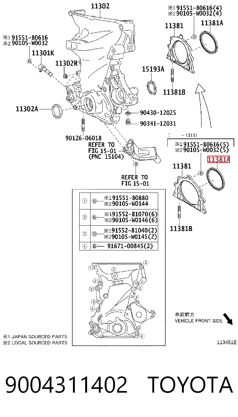 Uszczelniacz wału korbowego silnika tylny do Daihatsu Terios II J2