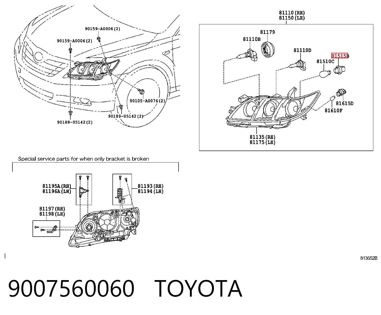 9007560060 Toyota Oprawka żarówki kierunkowskazu