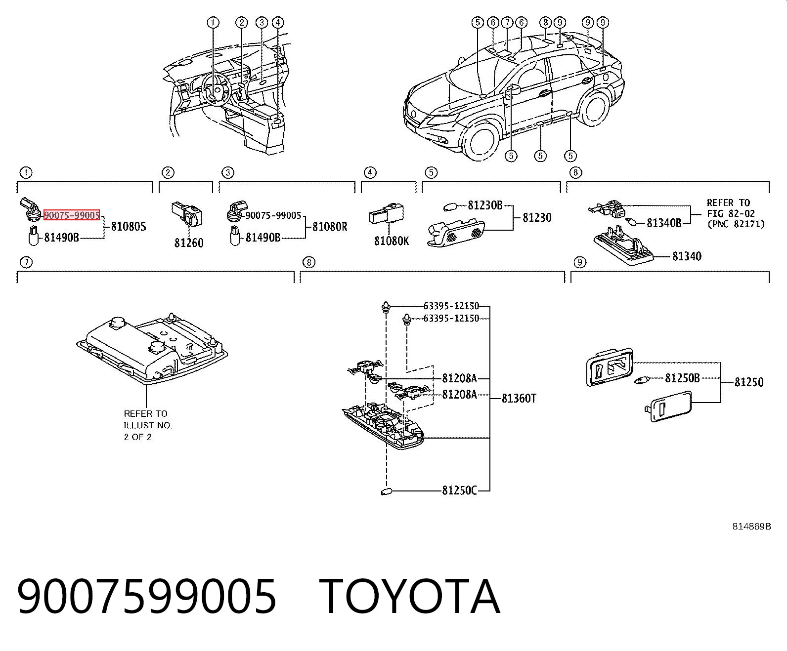 9007599005 Toyota Gniazdo (podstawka) lampki dodatkowego światła stop