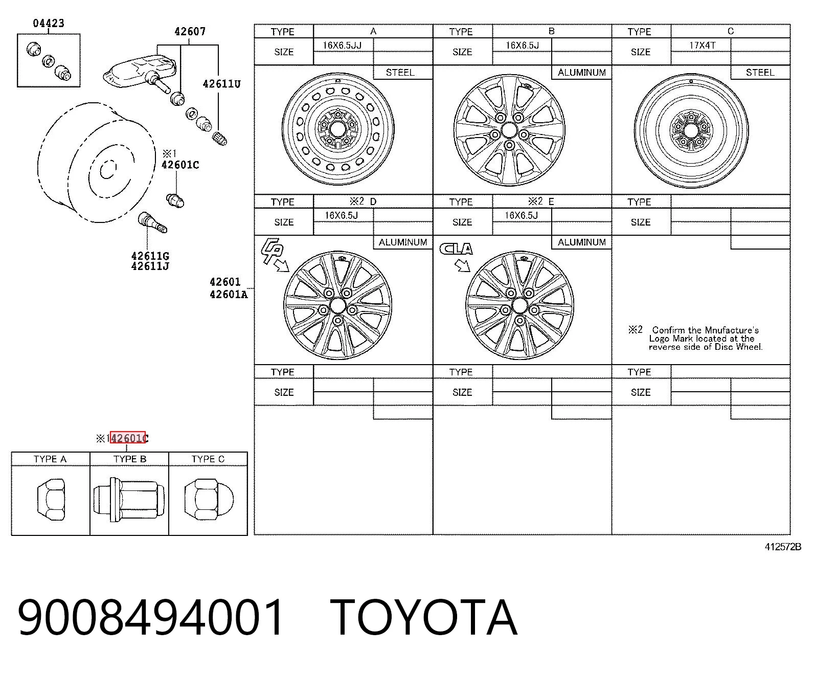 Do koszyka Nakrętka koła Toyota Camry V V30