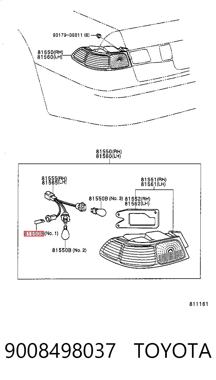 9008498037 Toyota Żarówka światła stopu w lampie zespolonej