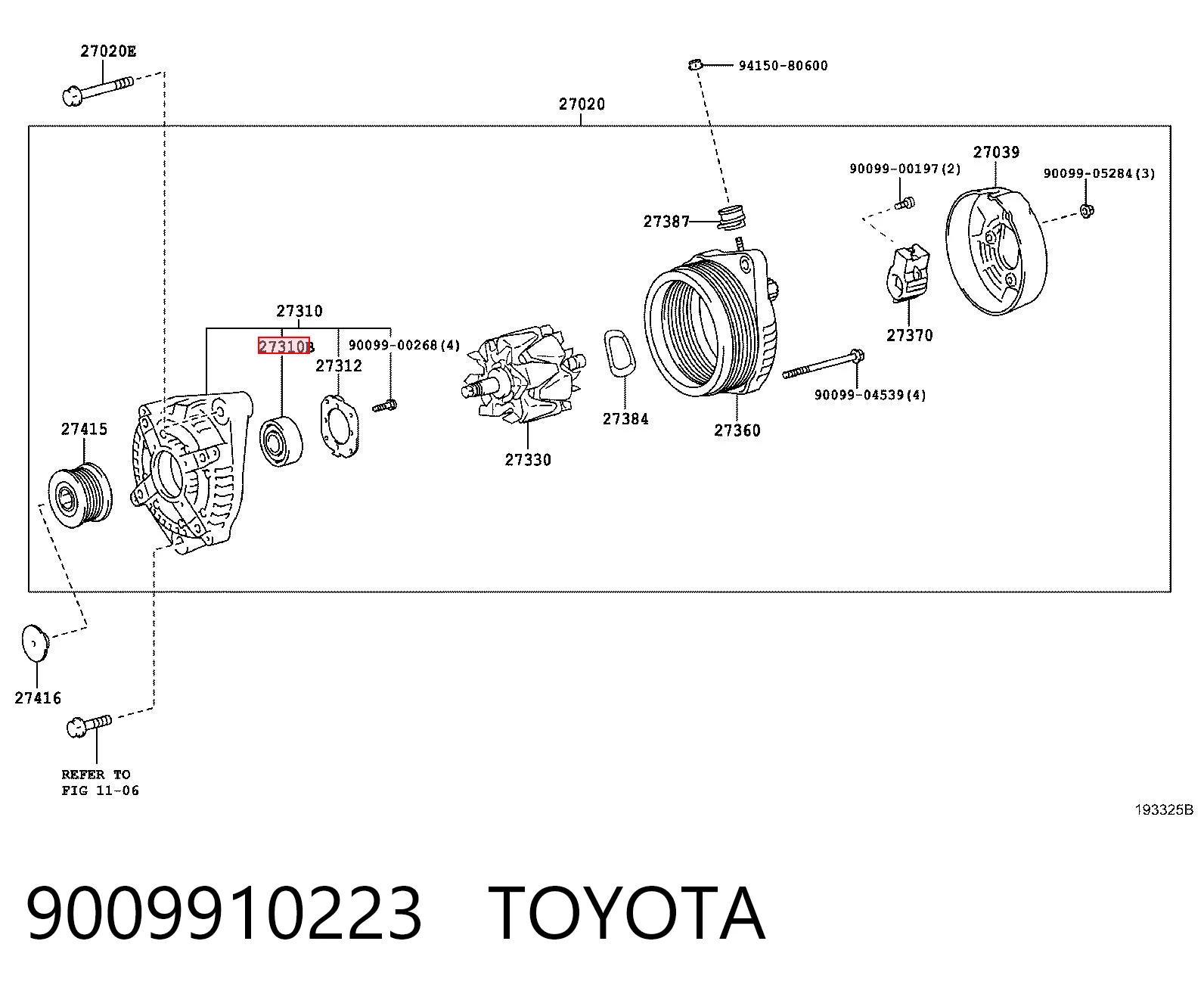 9009910223 Toyota Łożysko alternatora