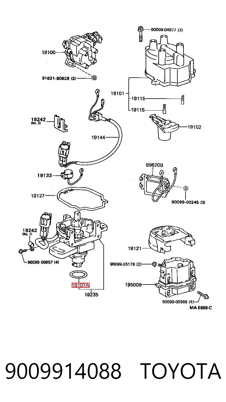 9009914088 Toyota Pierścień uszczelniający rozdzielacza zapłonu