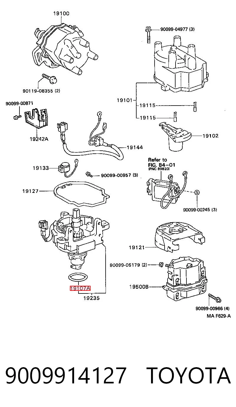9009914127 Toyota Pierścień uszczelniający rozdzielacza zapłonu