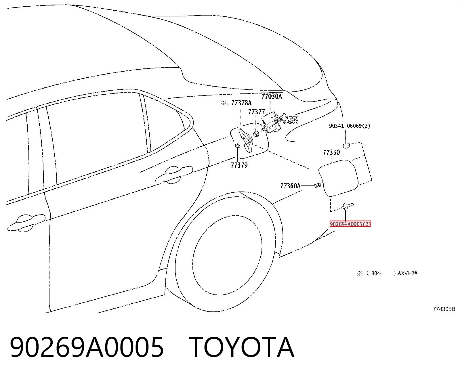 90269A0005 Toyota Zatrzask klapki wlewu paliwa