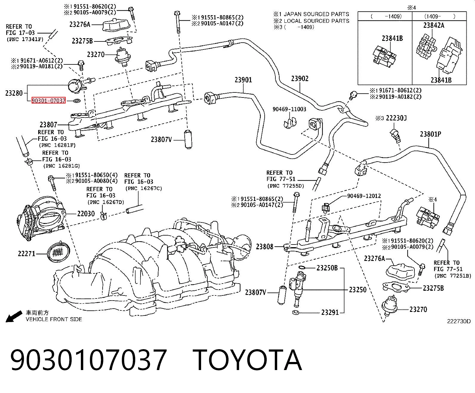 9030107037 Toyota Pierścień uszczelniający wtryskiwacza