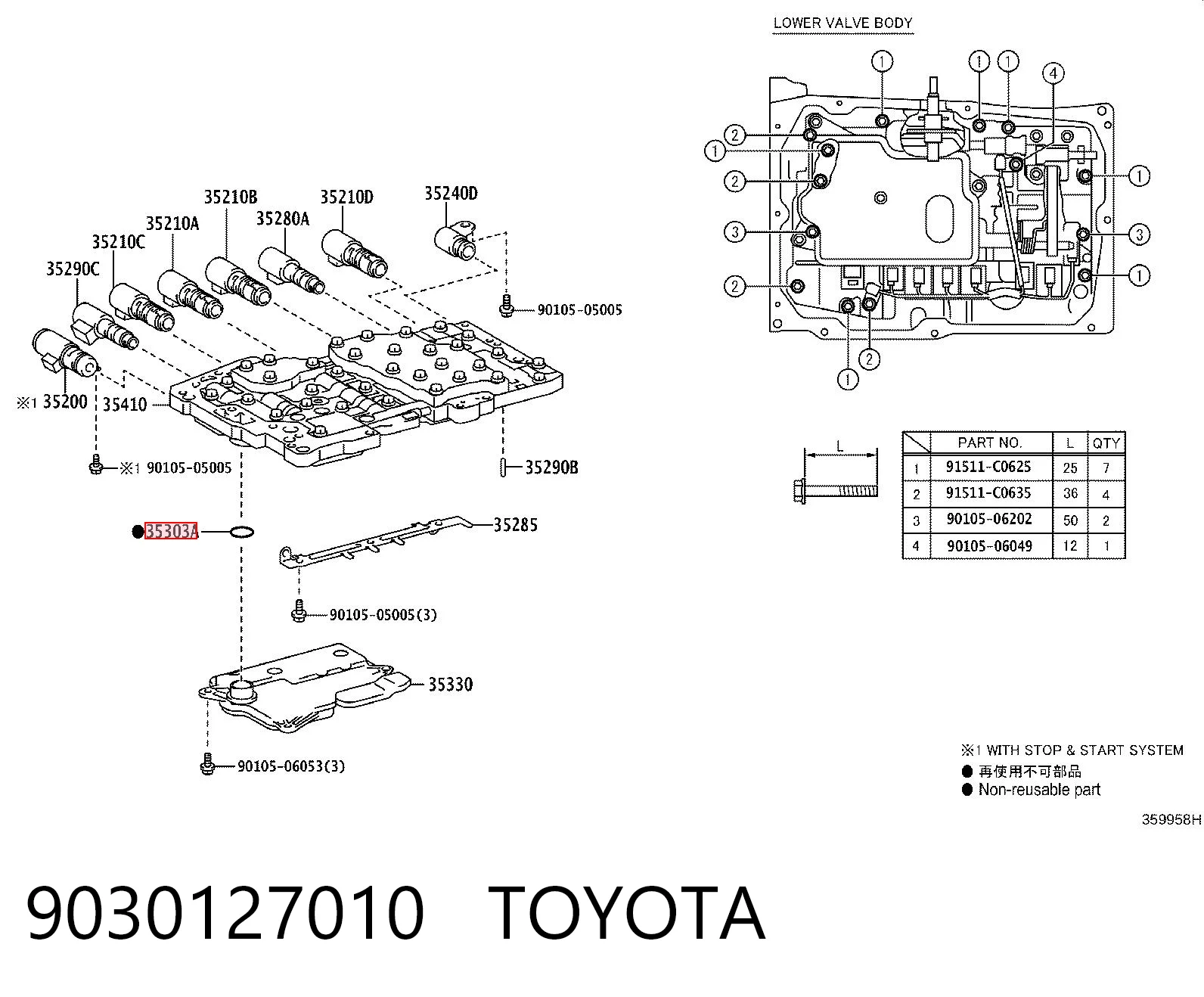 9030127010 Toyota Pierścień uszczelniający filtr automatycznej skrzyni biegów