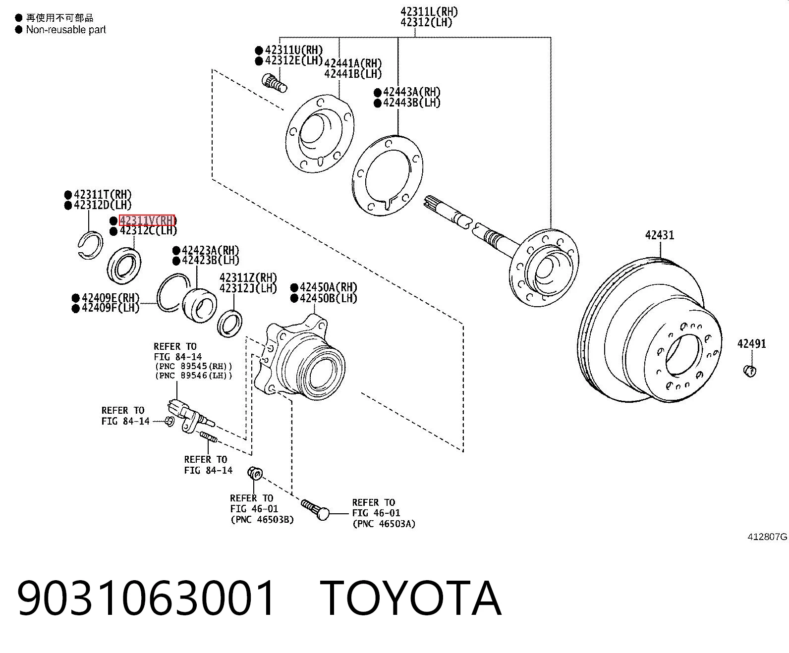 9031063001 Toyota Uszczelniacz półosi mostu tylnego