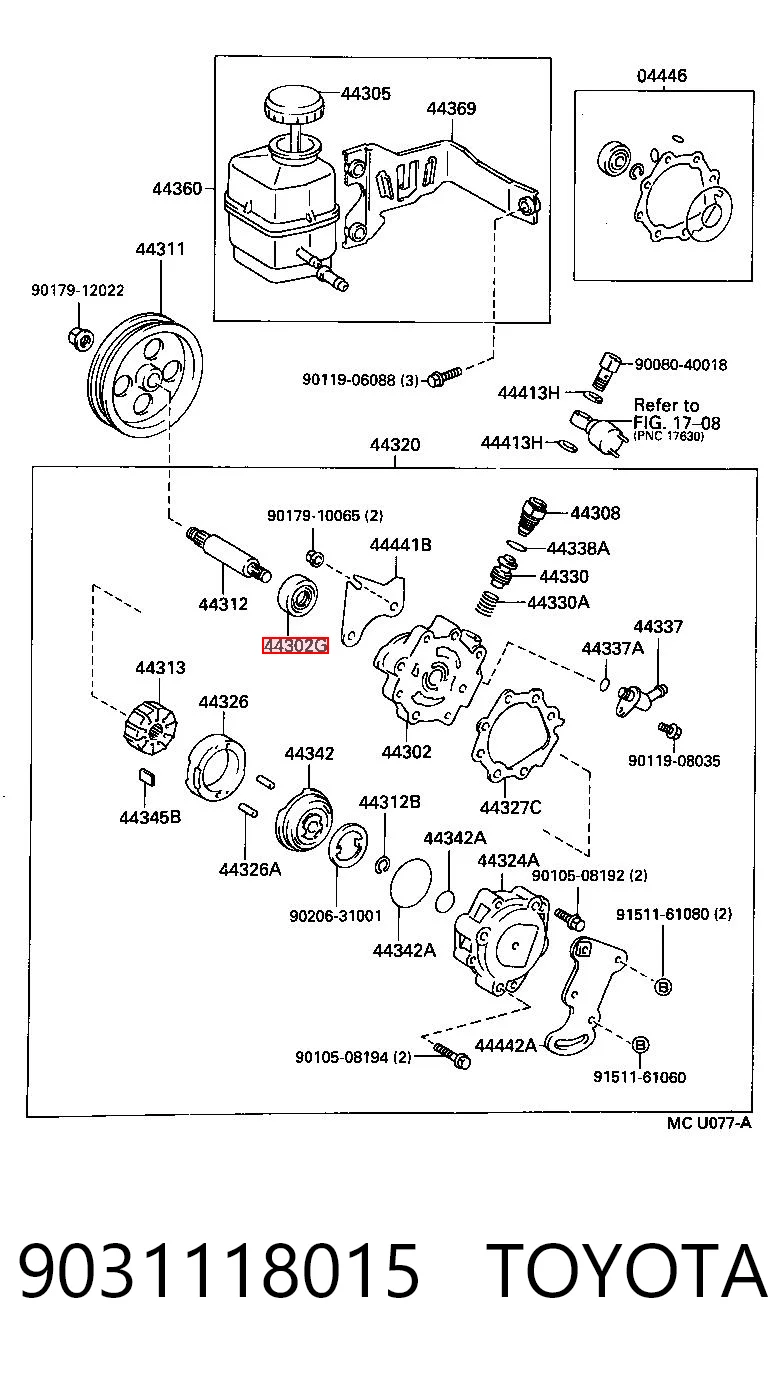 9031118015 Toyota Uszczelniacz pompy wspomagania hydraulicznego