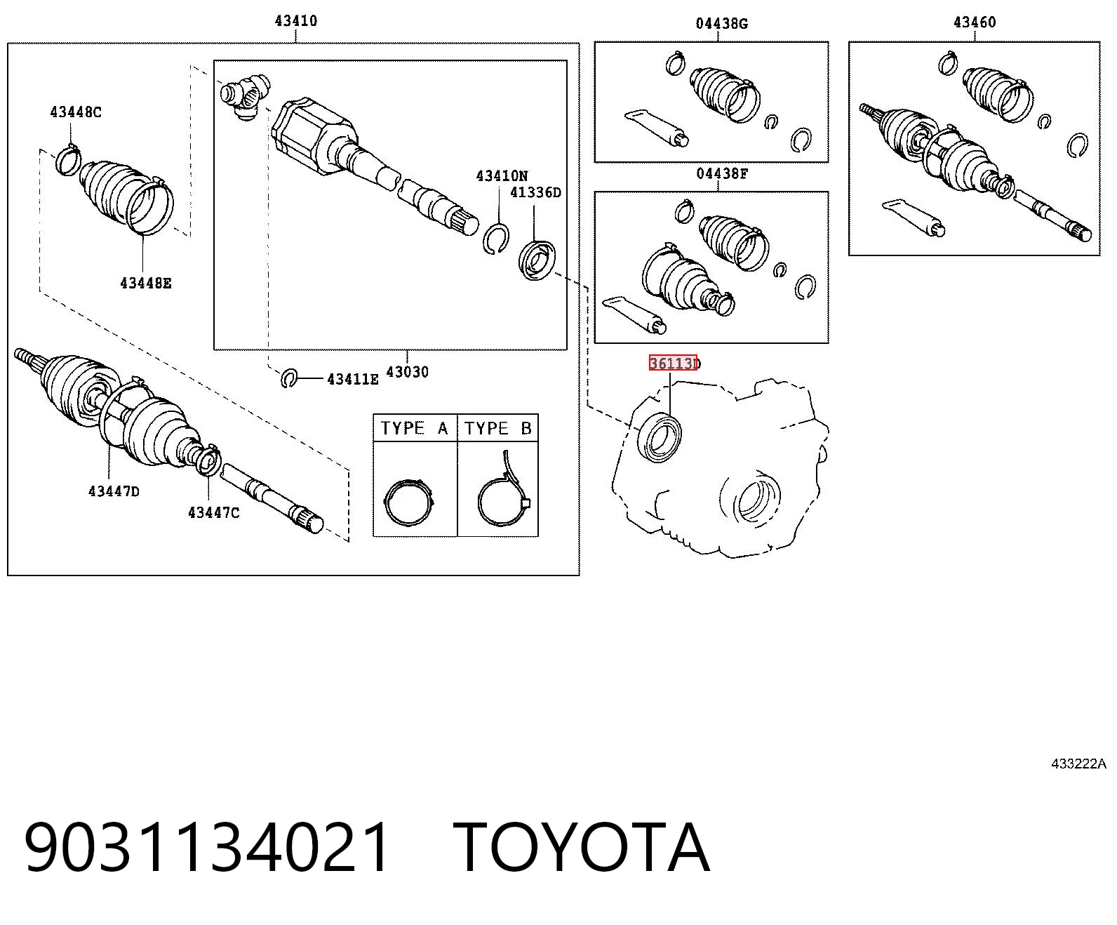 9031134021 Toyota Uszczelniacz skrzyni rozdzielczej przedni wyjściowy
