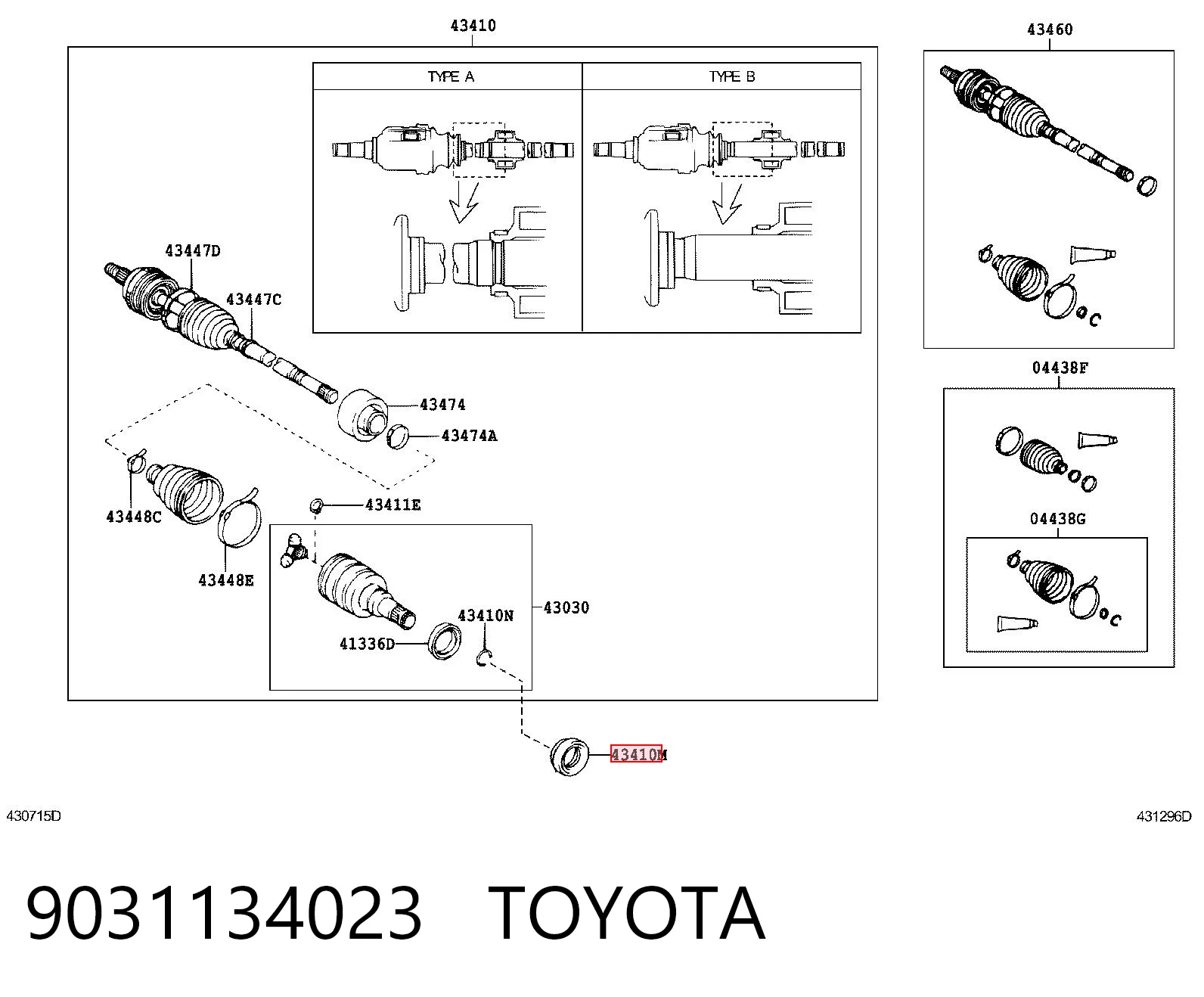 9031134023 Toyota Uszczelniacz półosi prawej mostu przedniego