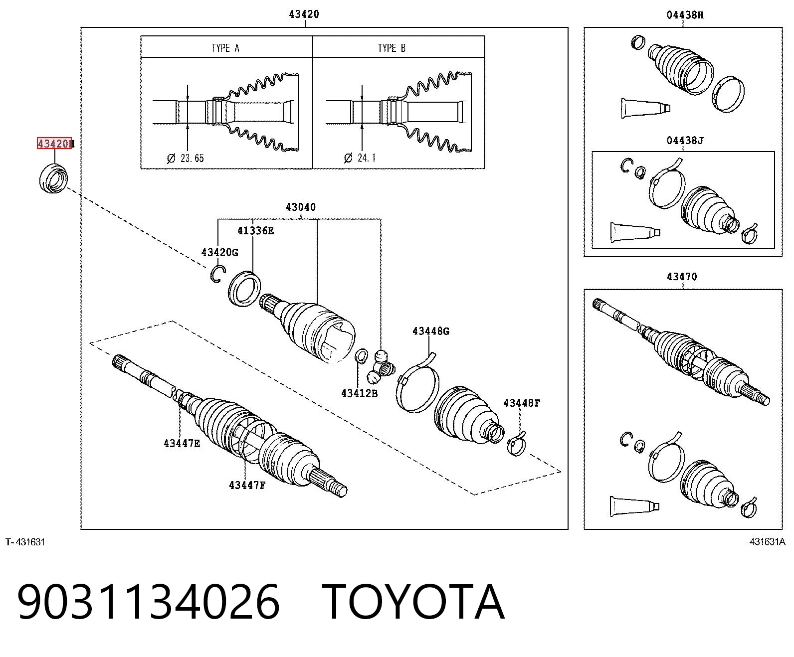 9031134026 Toyota Uszczelniacz półosi lewej mostu przedniego
