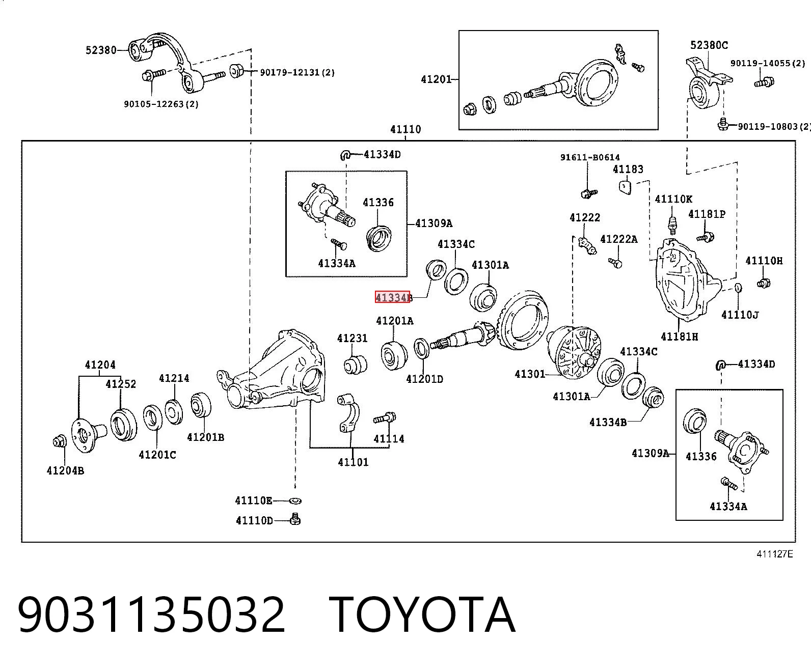 9031135032 Toyota Uszczelniacz półosi mostu tylnego zewnętrzny