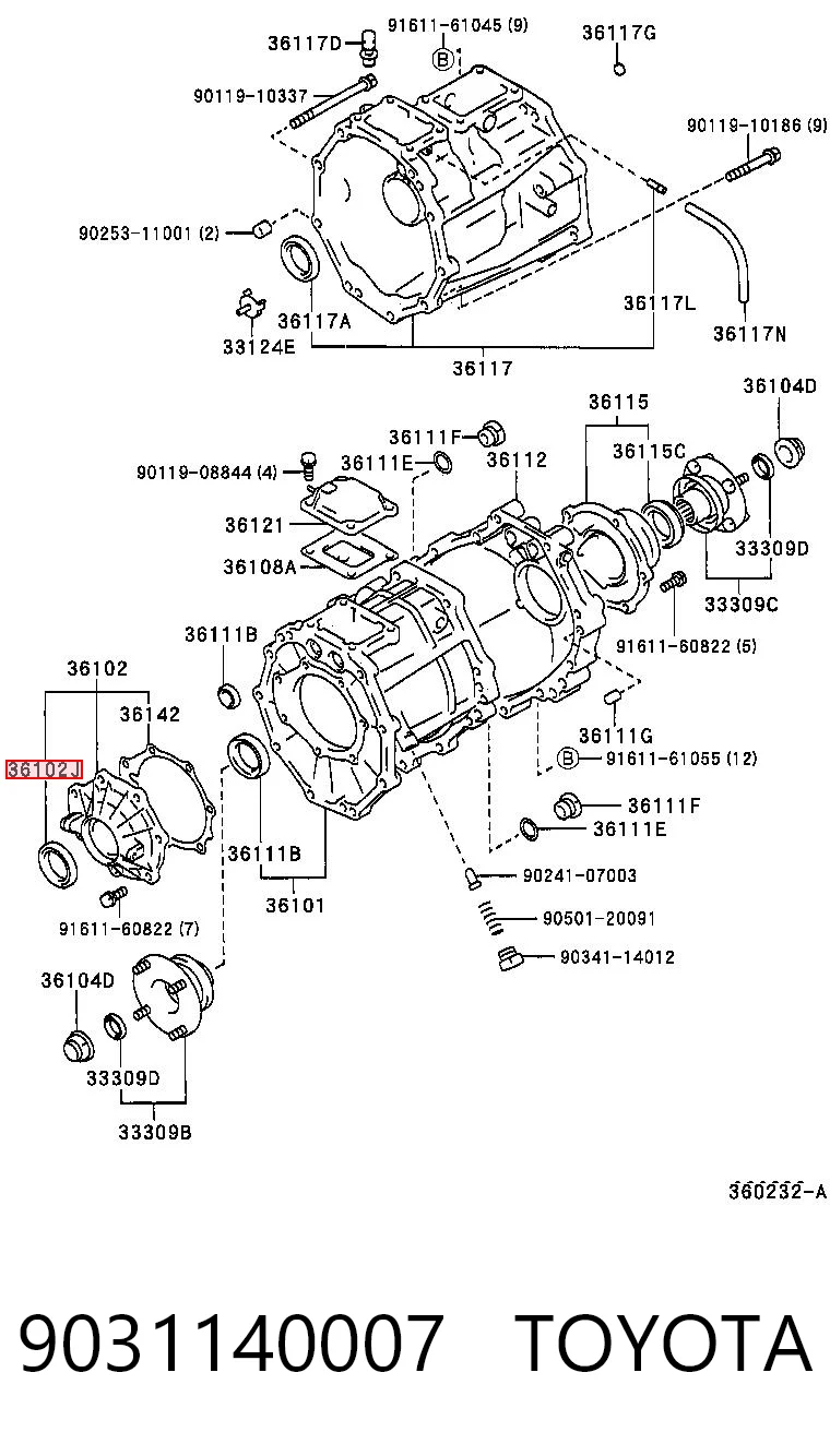 9031140007 Toyota Uszczelniacz skrzyni rozdzielczej tylny wyjściowy
