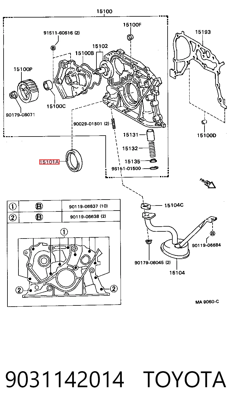 Uszczelniacz wału korbowego przedni Toyota Avensis I sedana (T22) (1997 - 2003) cena, od 5,11 USD