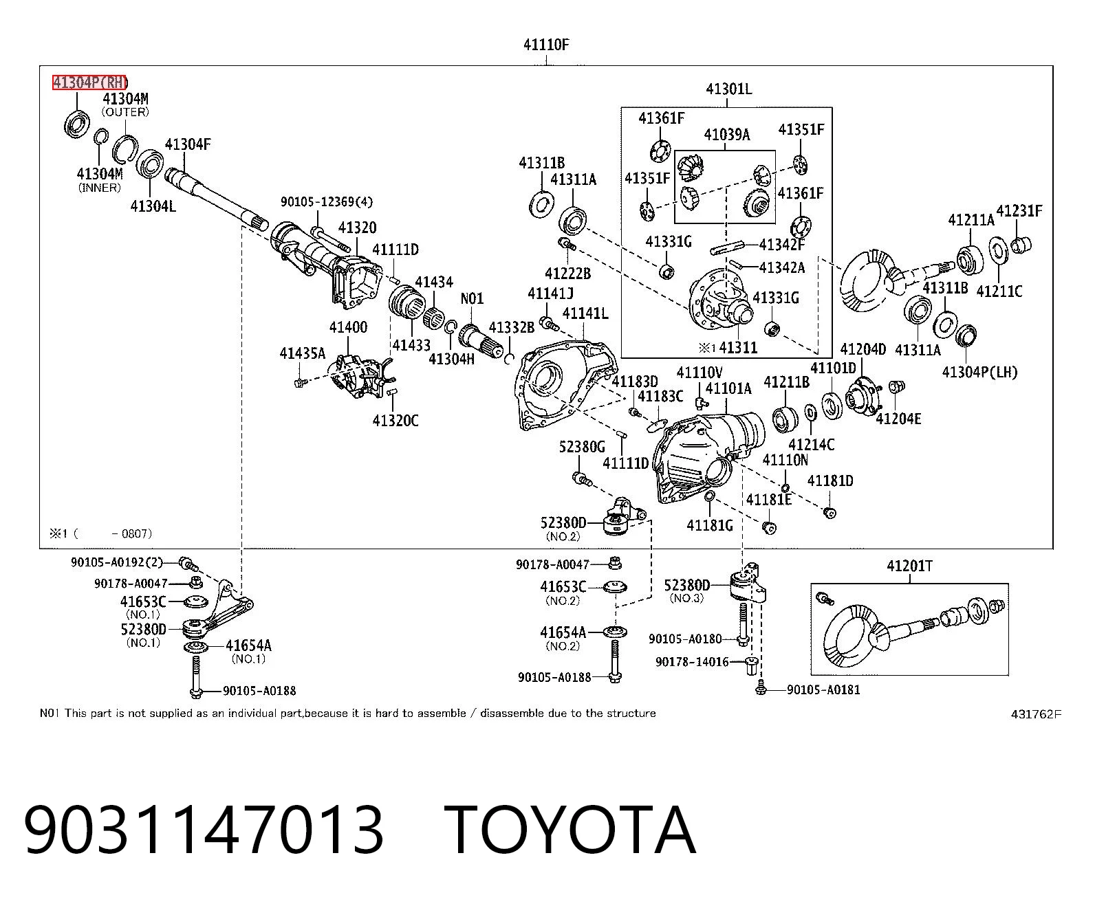 9031147013 Toyota Uszczelniacz półosi mostu przedniego