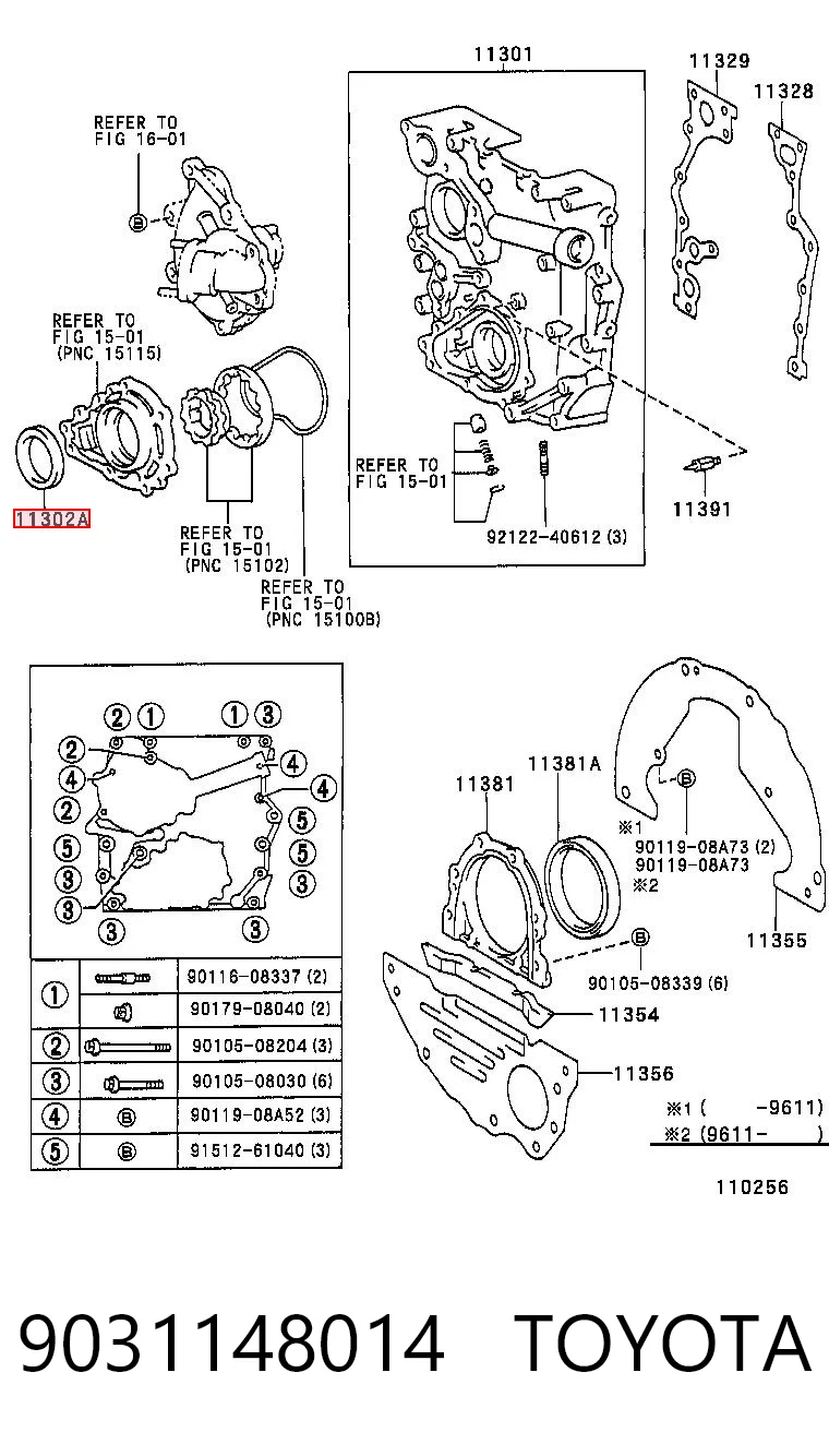 9031148014 Toyota Uszczelniacz wału korbowego przedni