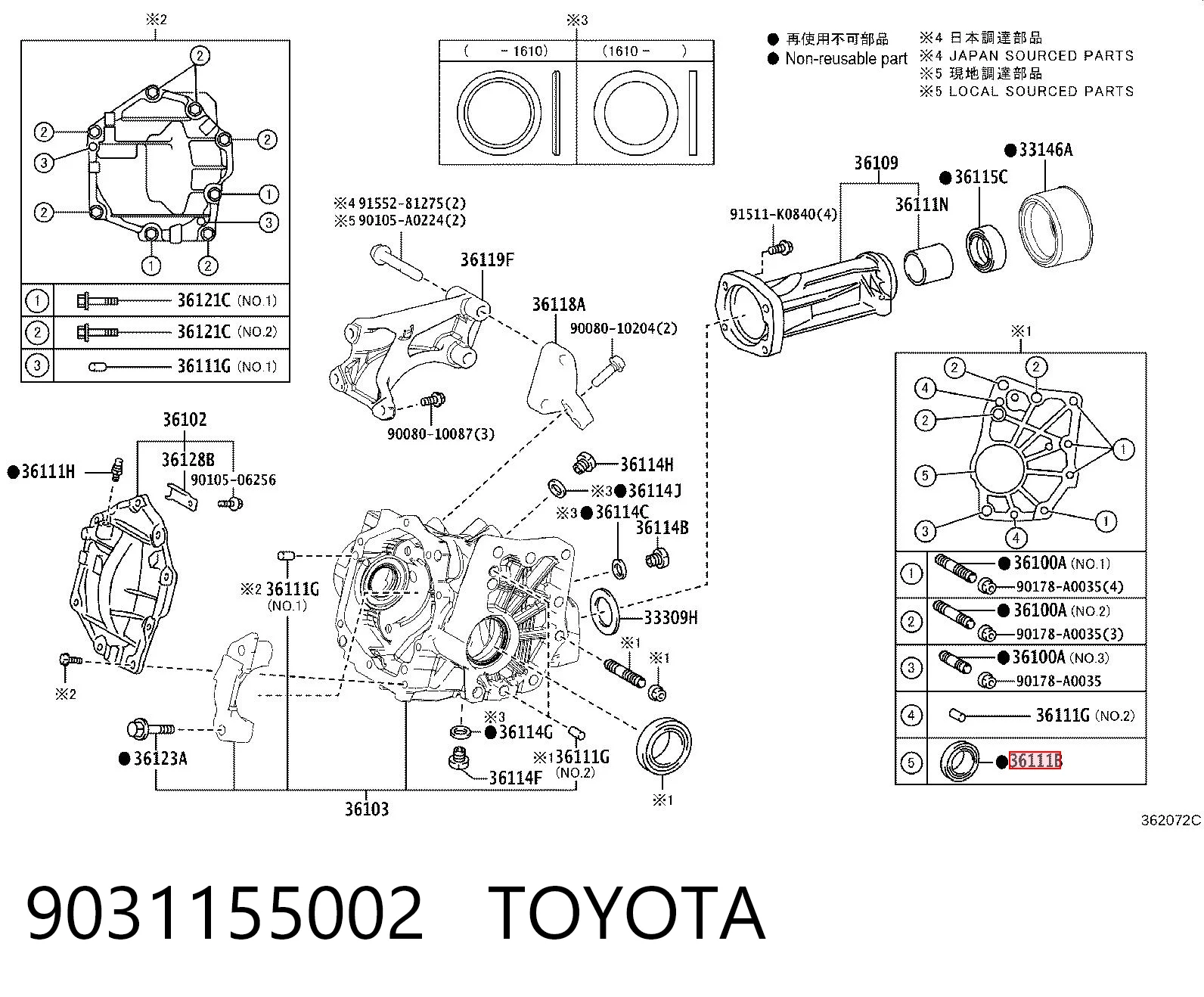 9031155002 Toyota Uszczelniacz skrzyni rozdzielczej, wału sprzęgłowego
