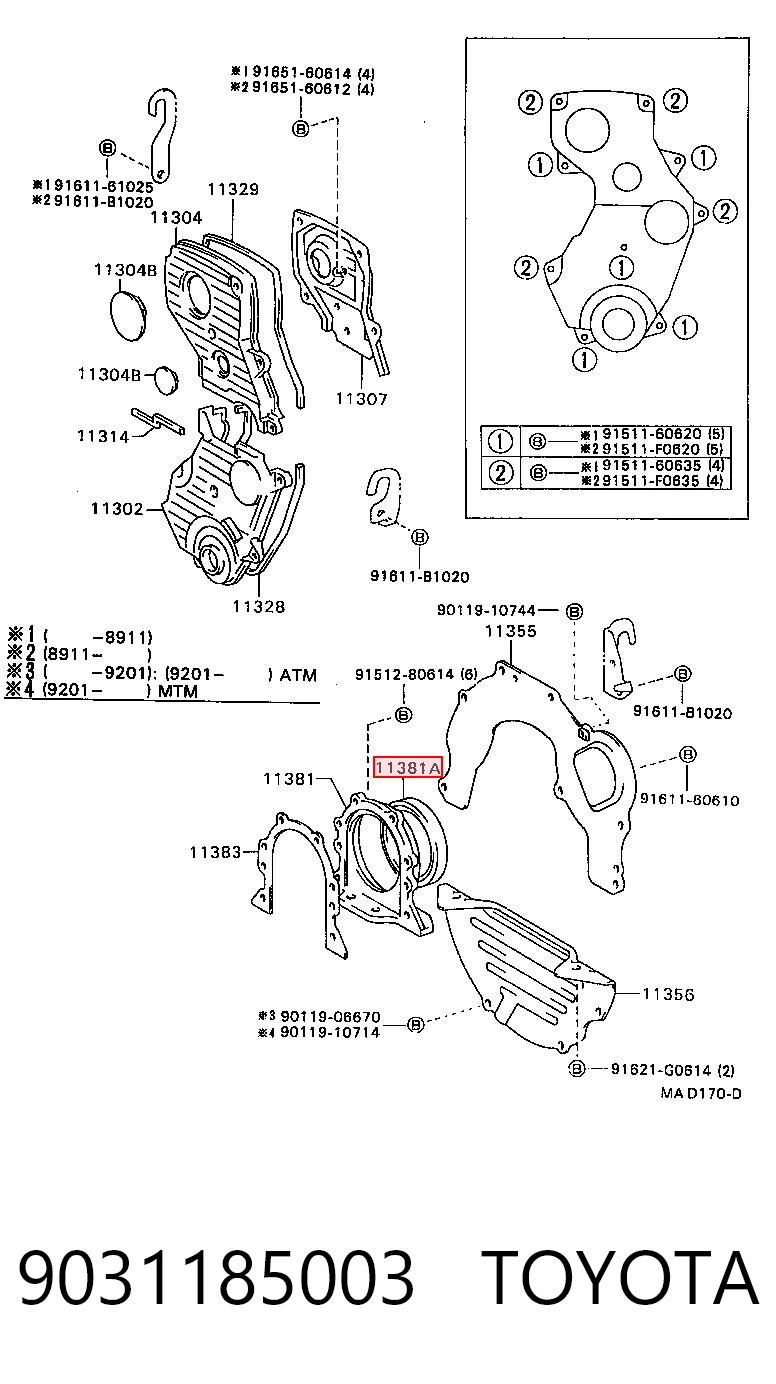 9031185003 Toyota Uszczelniacz wału korbowego silnika tylny